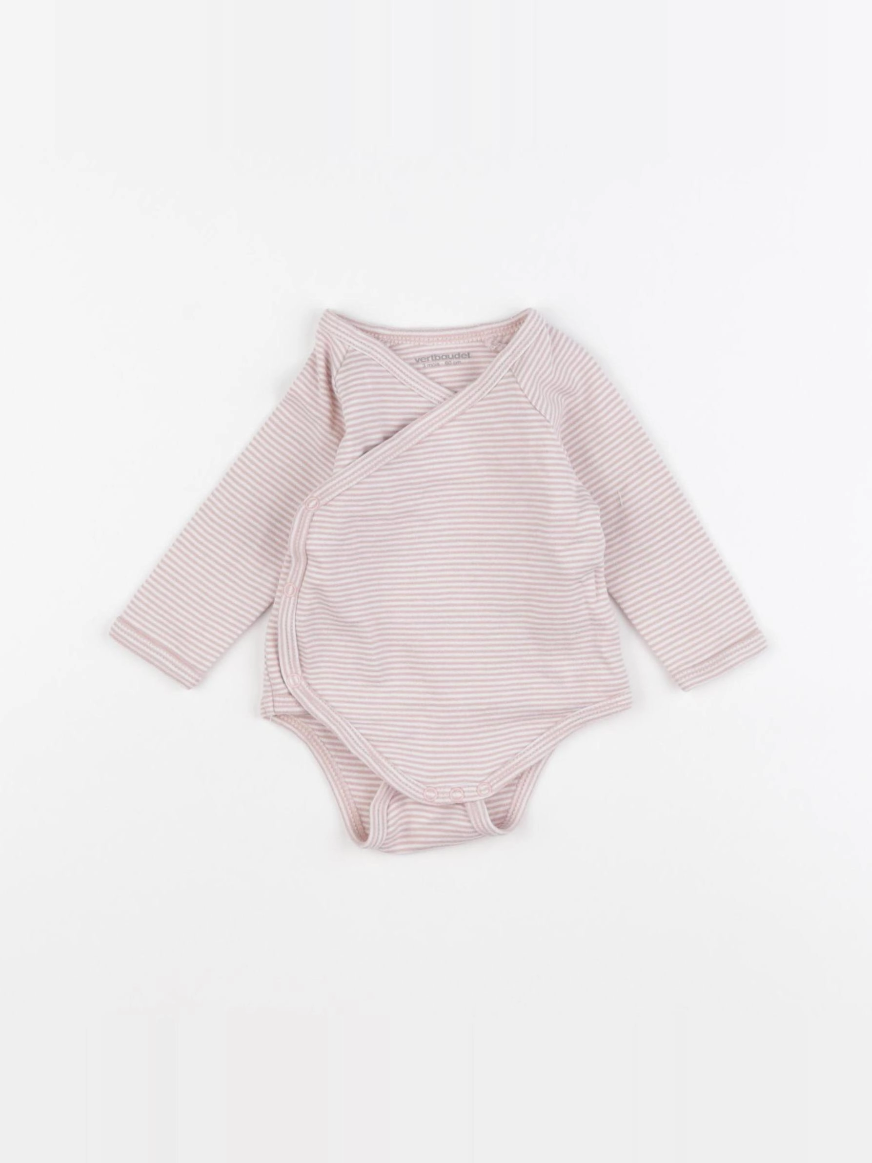 Vertbaudet - body rose, blanc - 3 mois