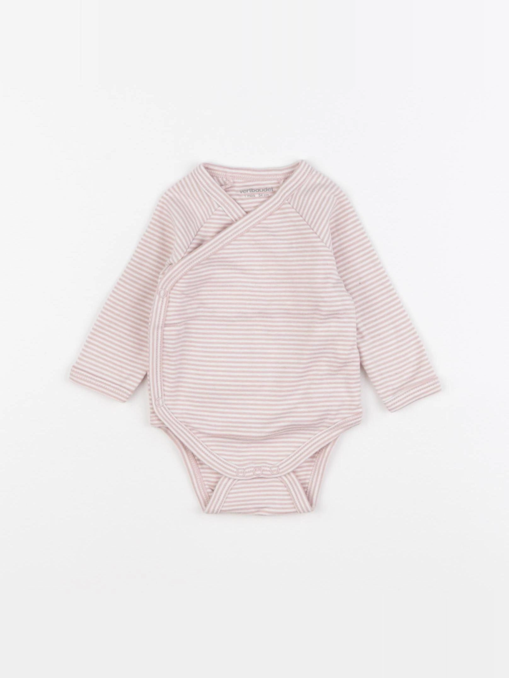 Vertbaudet - body rose, blanc - 1 mois