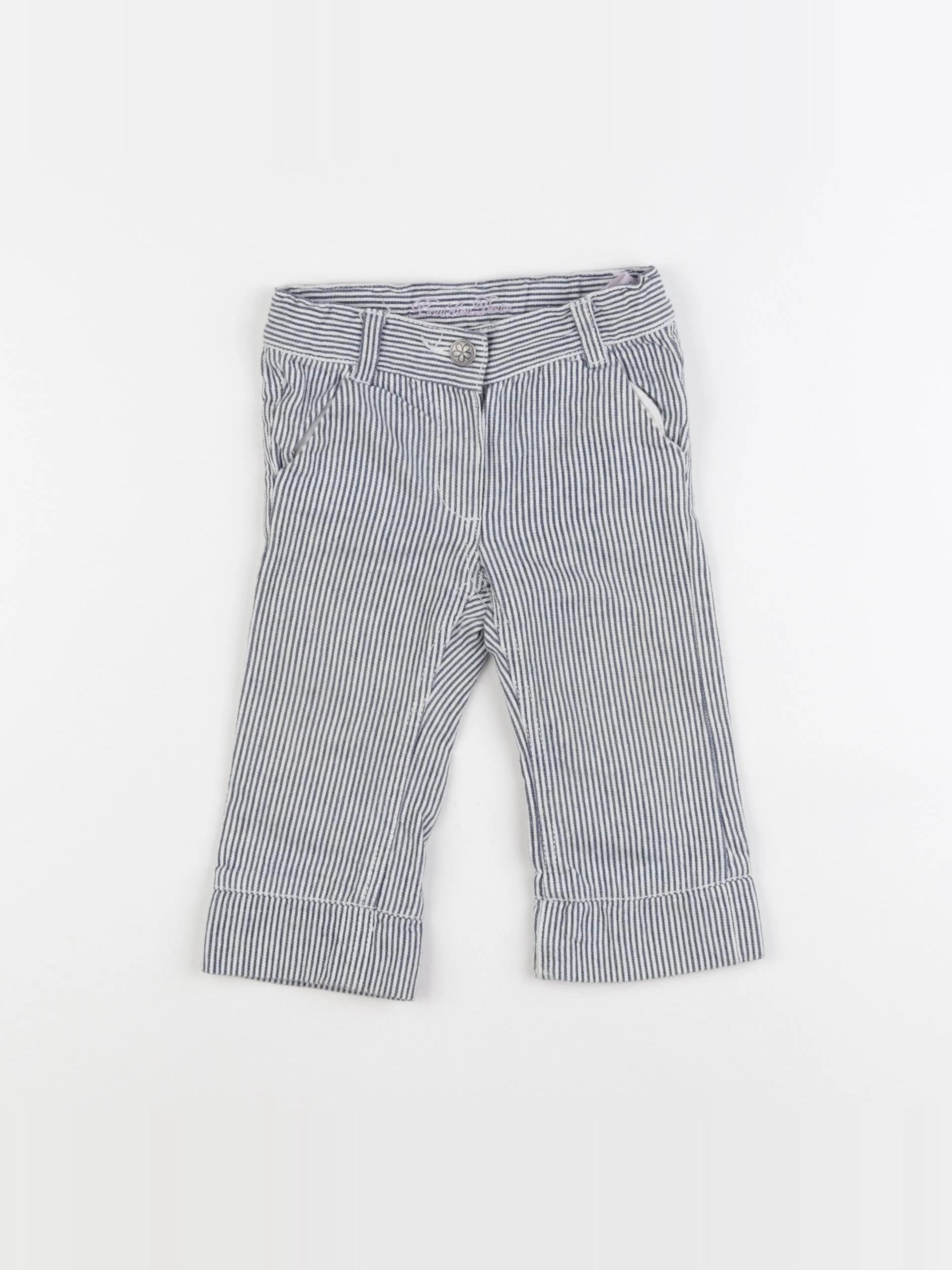 Boutchou - pantalon blanc, bleu - 9 mois