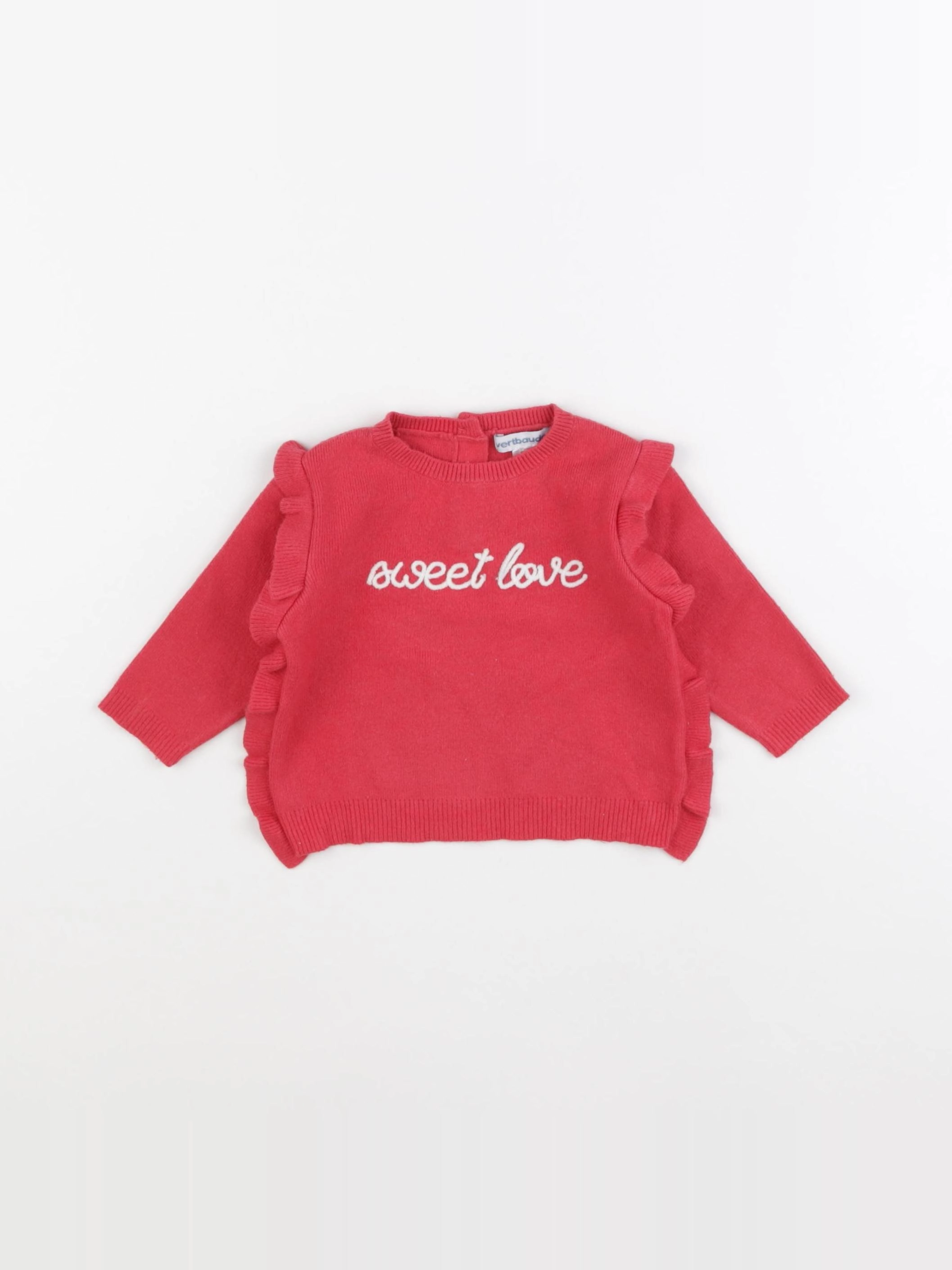 Vertbaudet - pull rouge - 6 mois