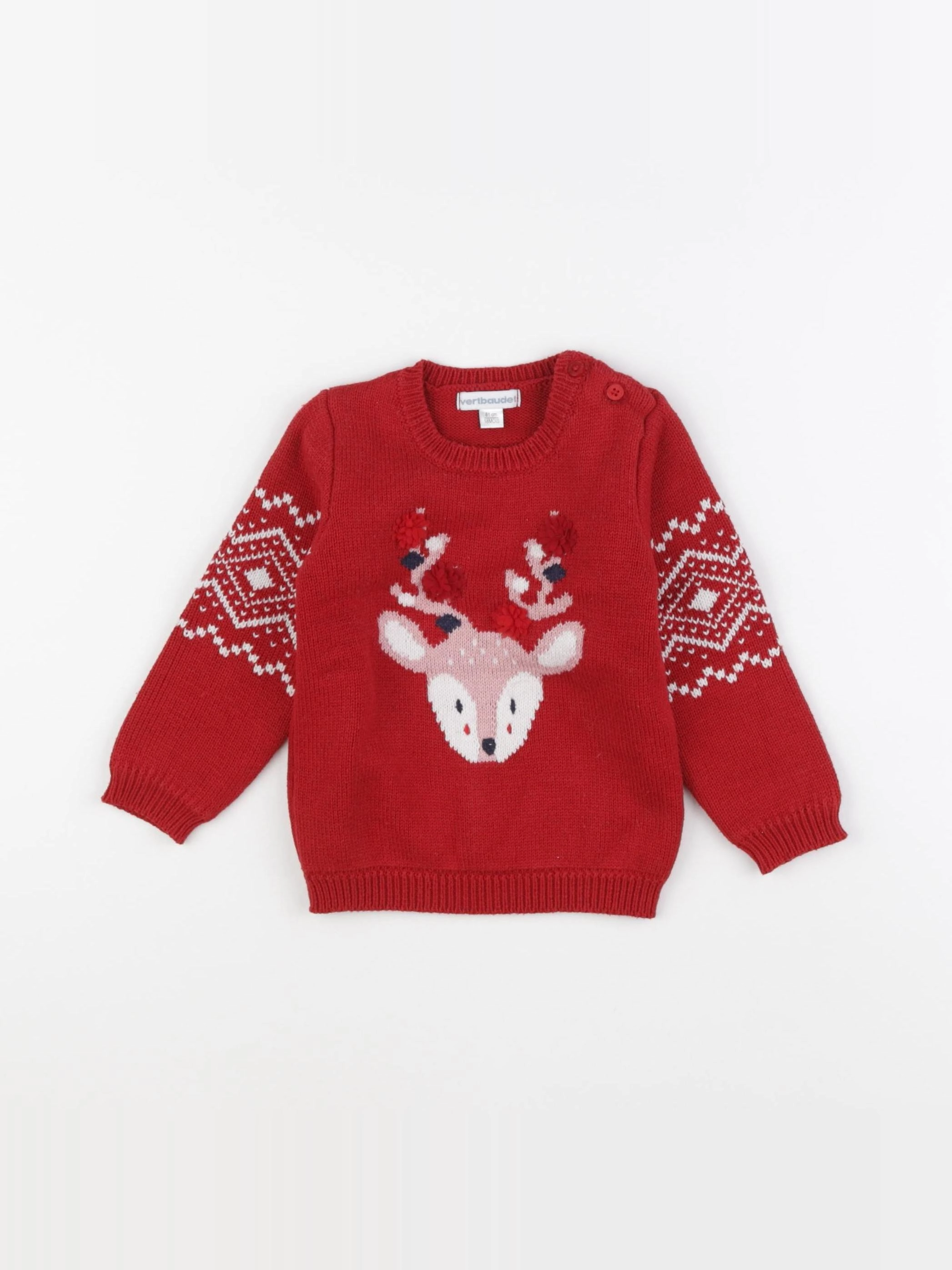 Vertbaudet - pull rouge - 18 mois