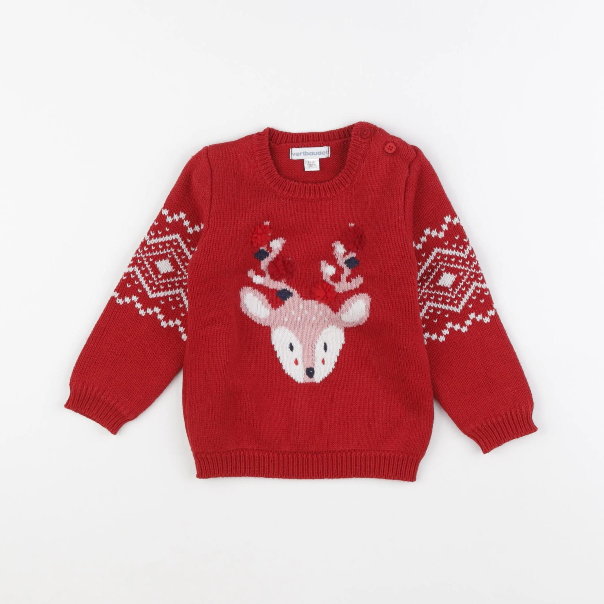 Vertbaudet - pull rouge - 18 mois