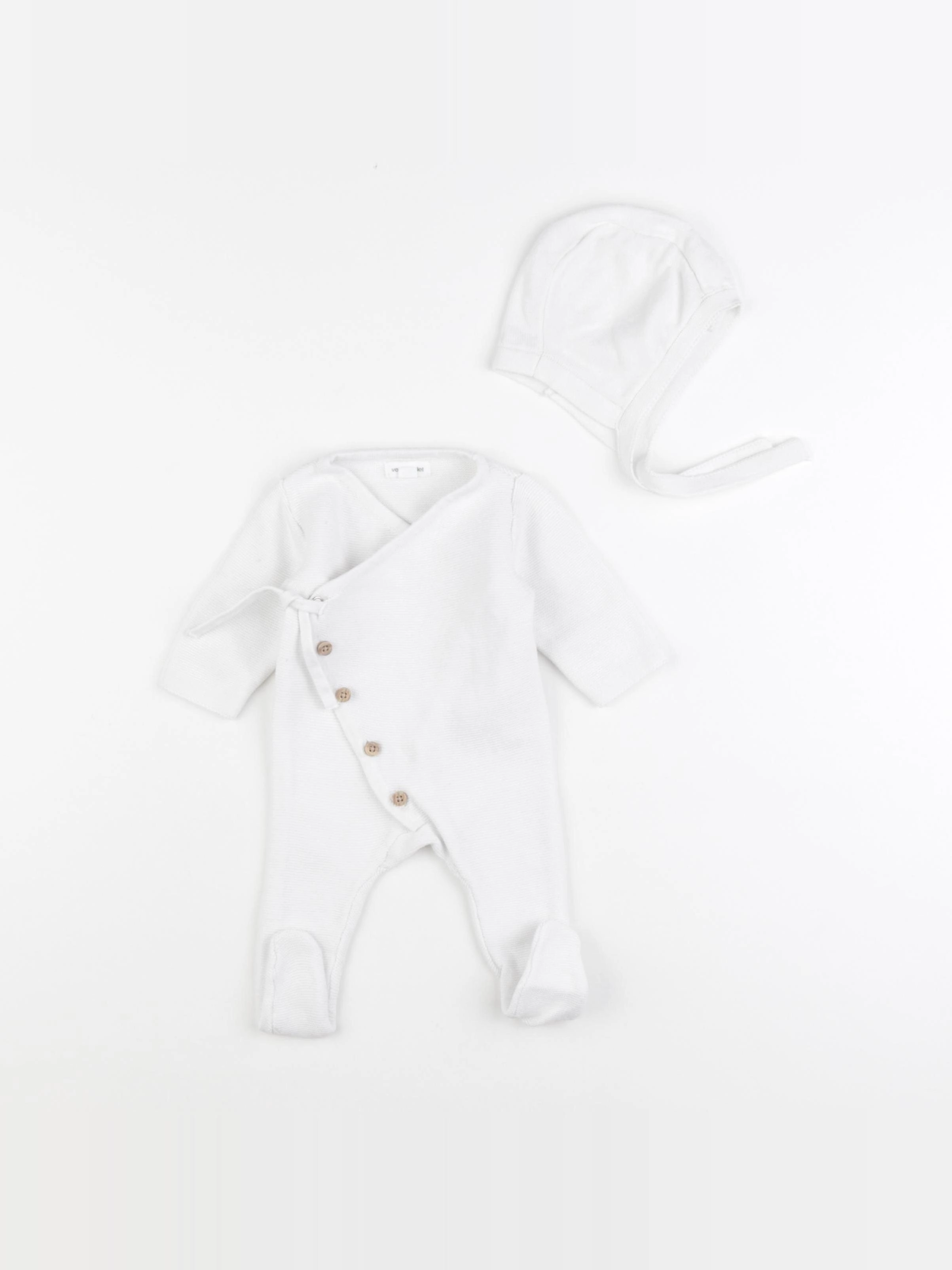 Vertbaudet - pyjama coton blanc - 1 mois