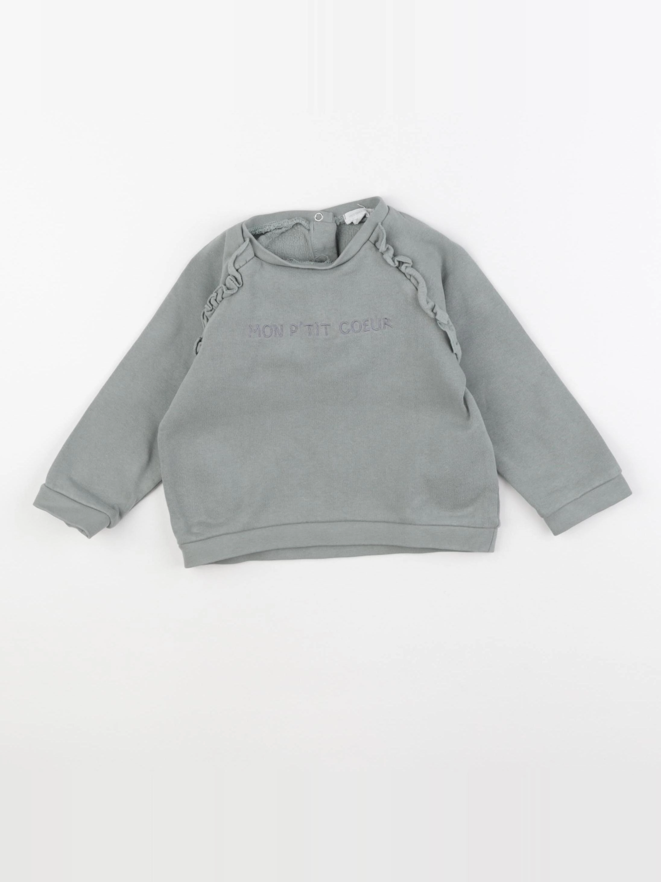 Vertbaudet - sweat vert - 24 mois