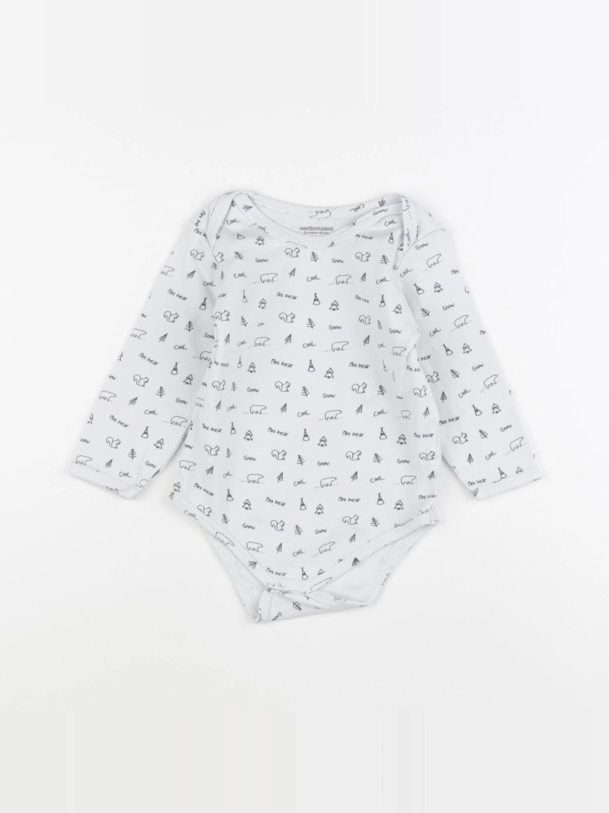 Vertbaudet - body blanc, bleu - 24 mois