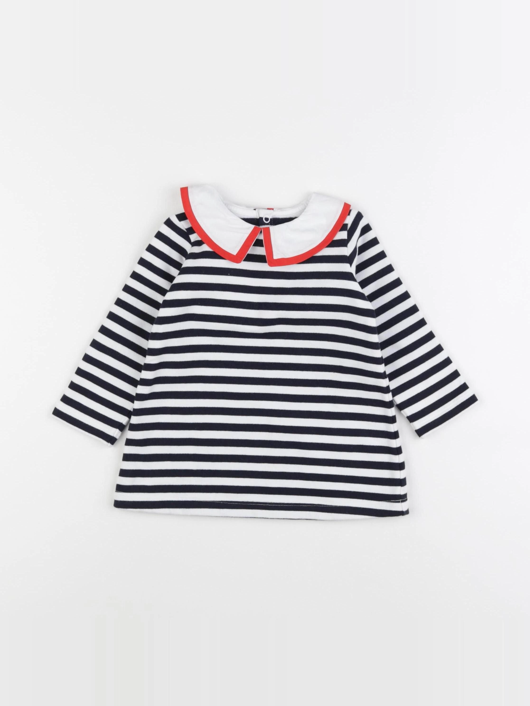 Jacadi - robe blanc, bleu - 12 mois