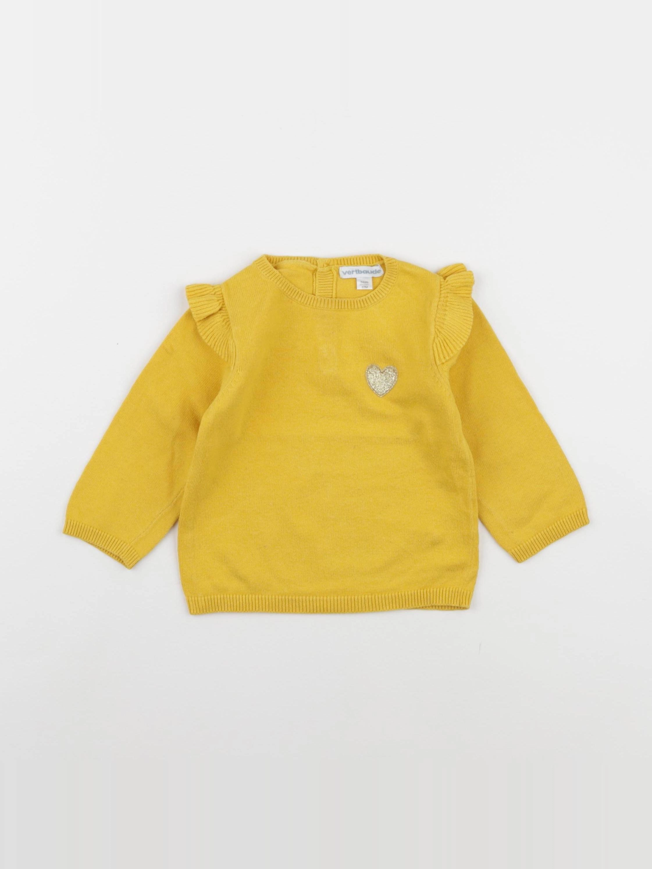 Vertbaudet - pull jaune, or - 12 mois