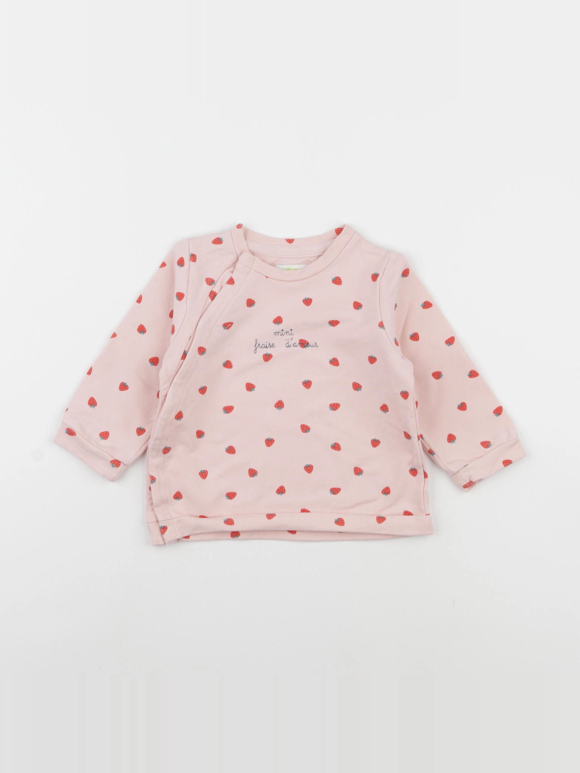 Vertbaudet - sweat rose - 12 mois