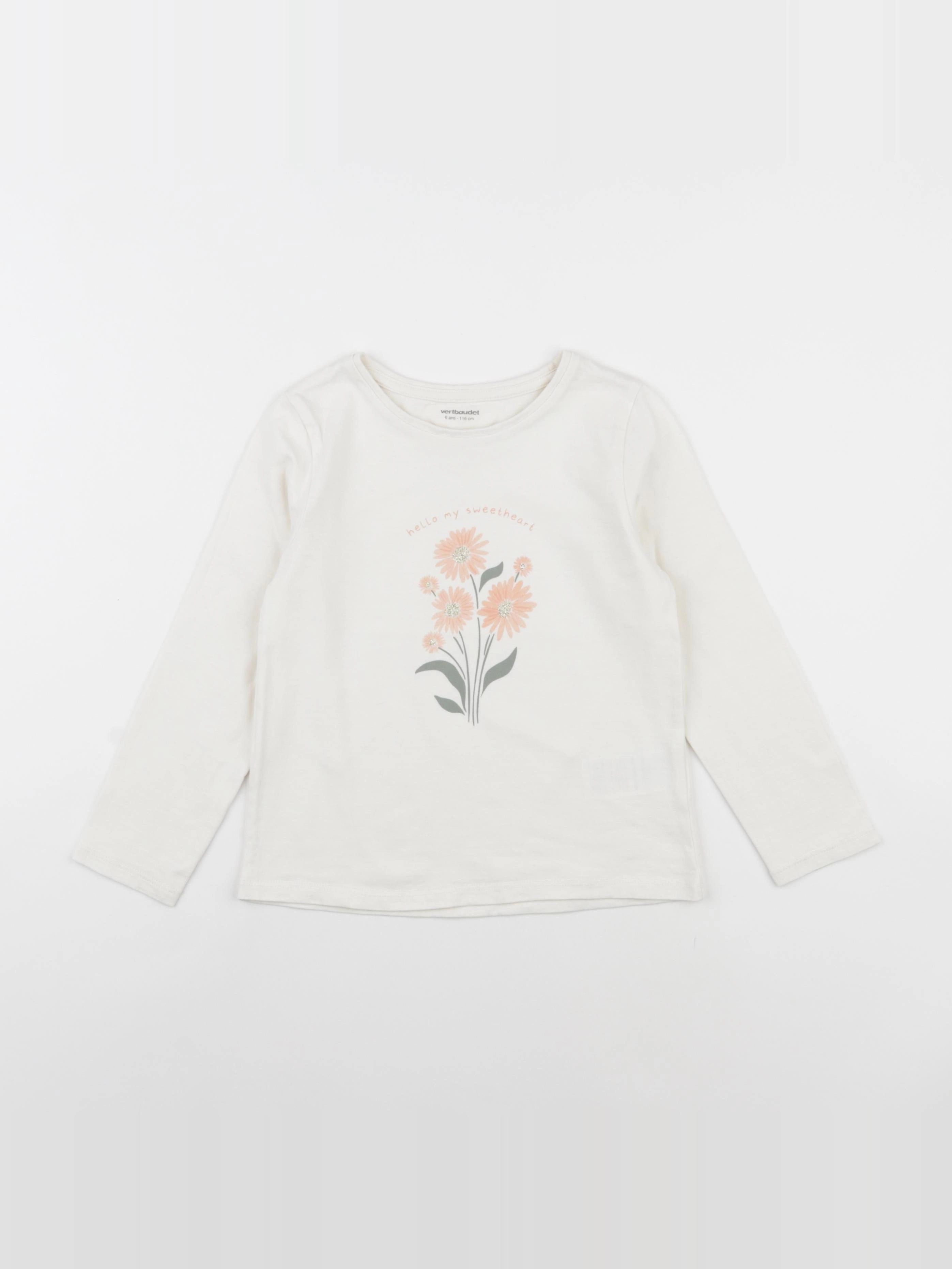 Vertbaudet - tee-shirt blanc - 6 ans