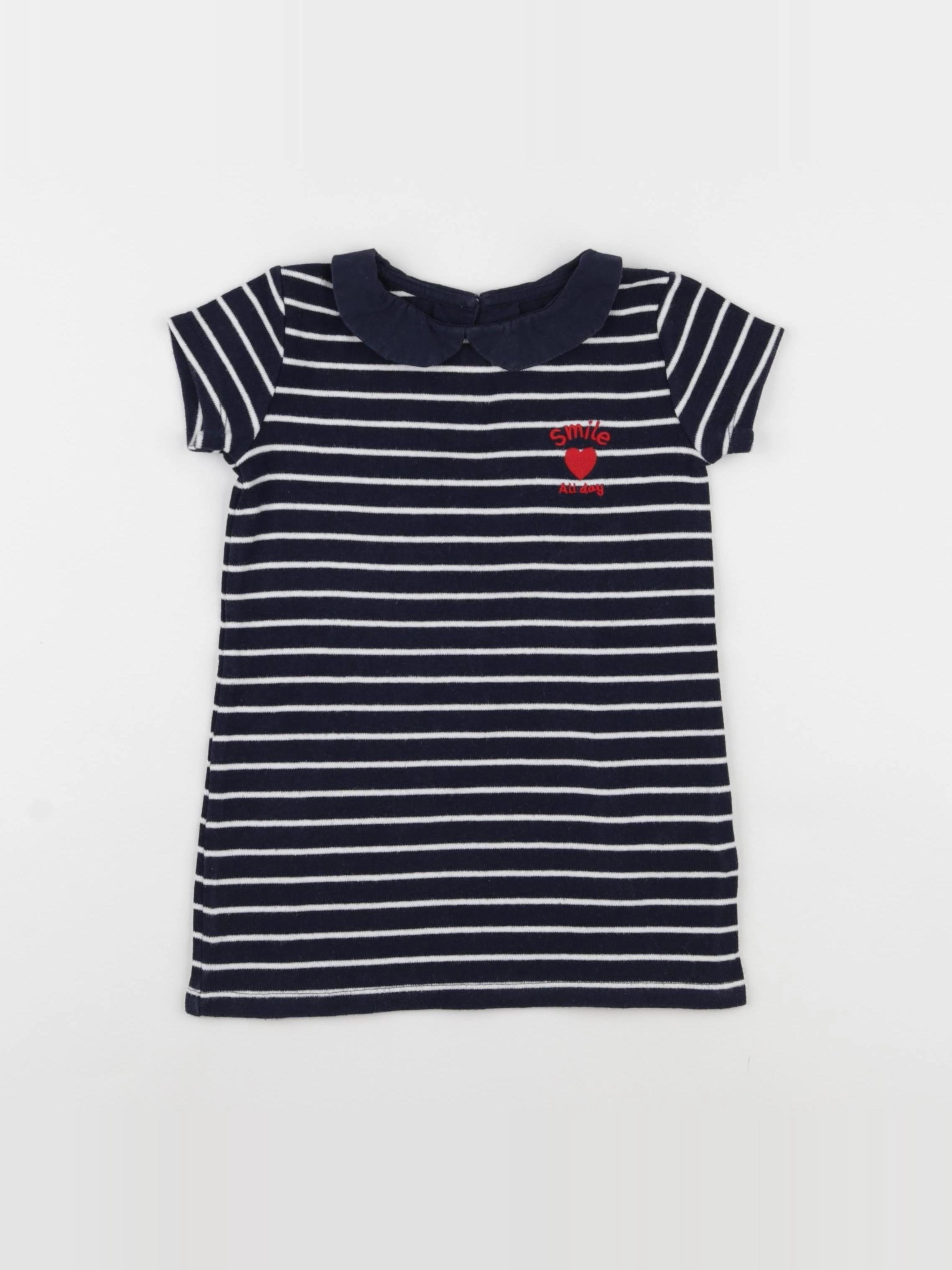 Vertbaudet - robe bleu, blanc - 2 ans