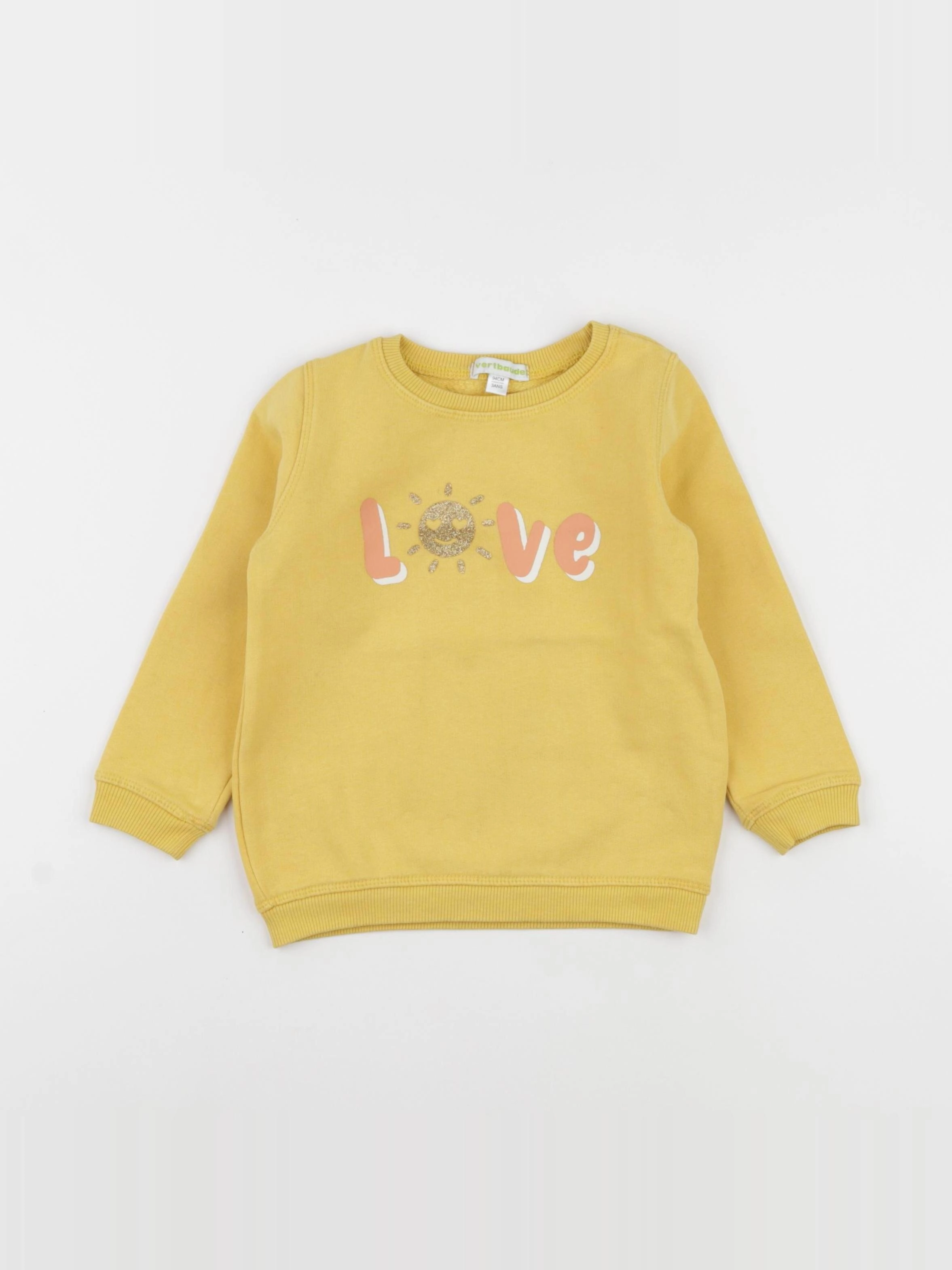 Vertbaudet - sweat jaune, or - 3 ans