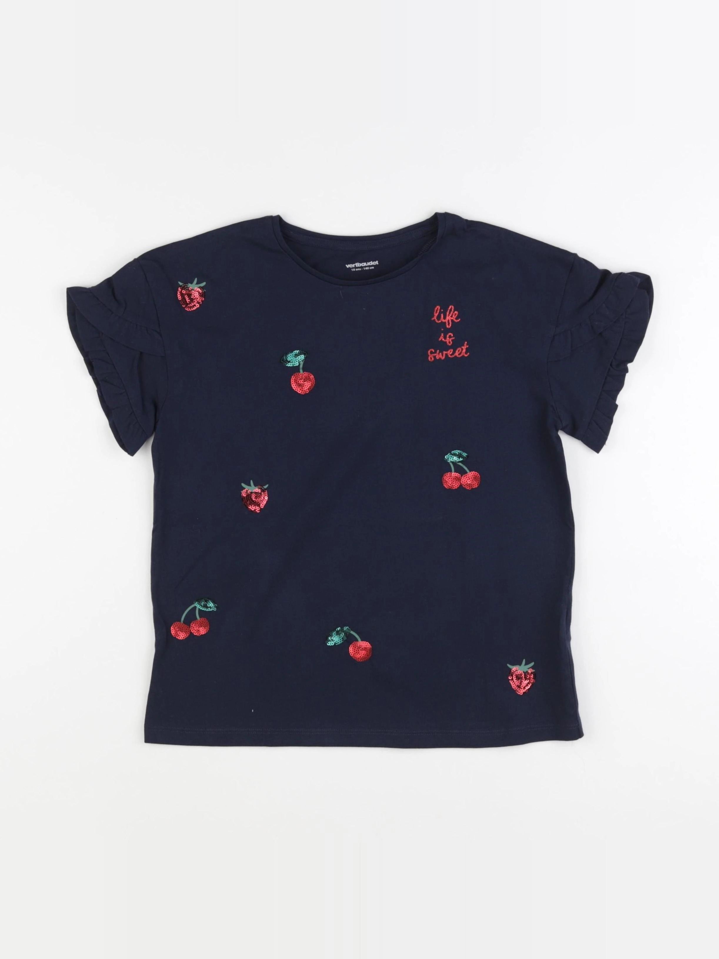 Vertbaudet - tee-shirt bleu, rouge - 10 ans
