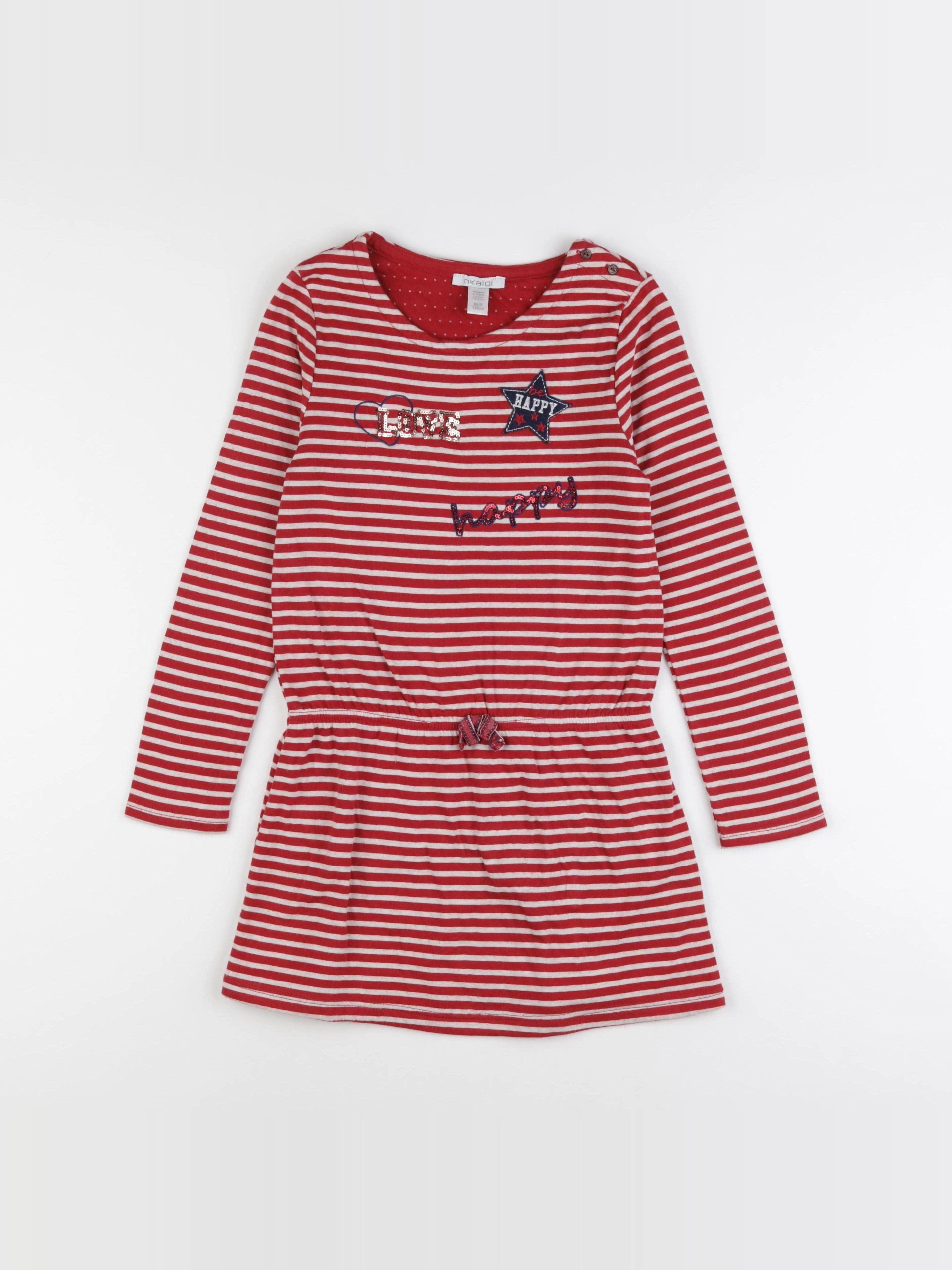 Okaidi - robe blanc, rouge - 8 ans