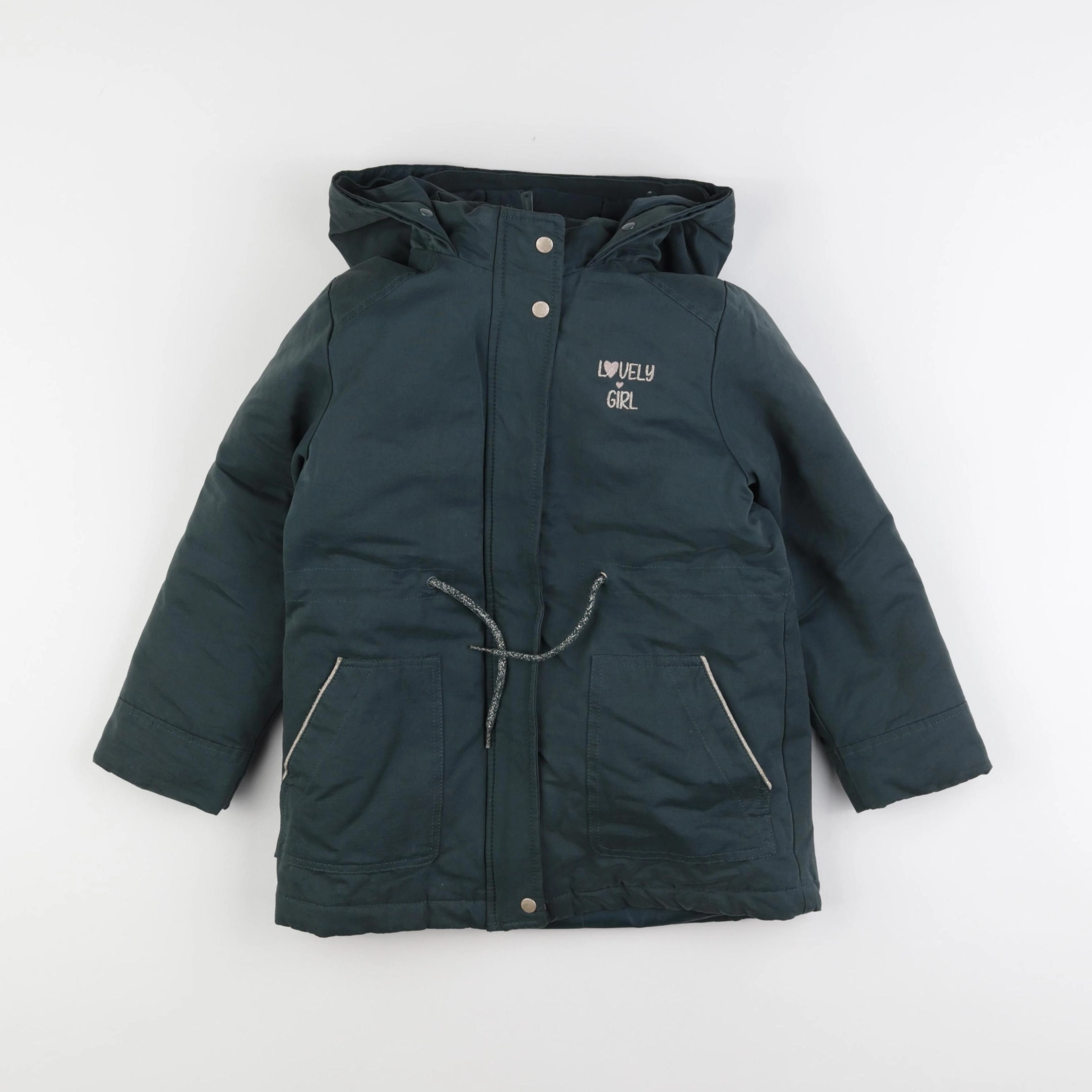 Vertbaudet - manteau doublure amovible vert - 7 ans