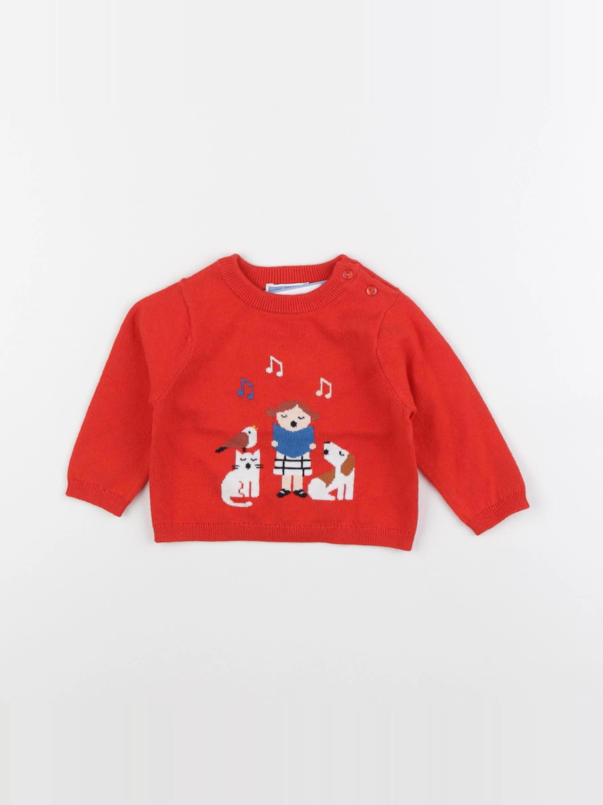 Jacadi - pull orange - 6 mois