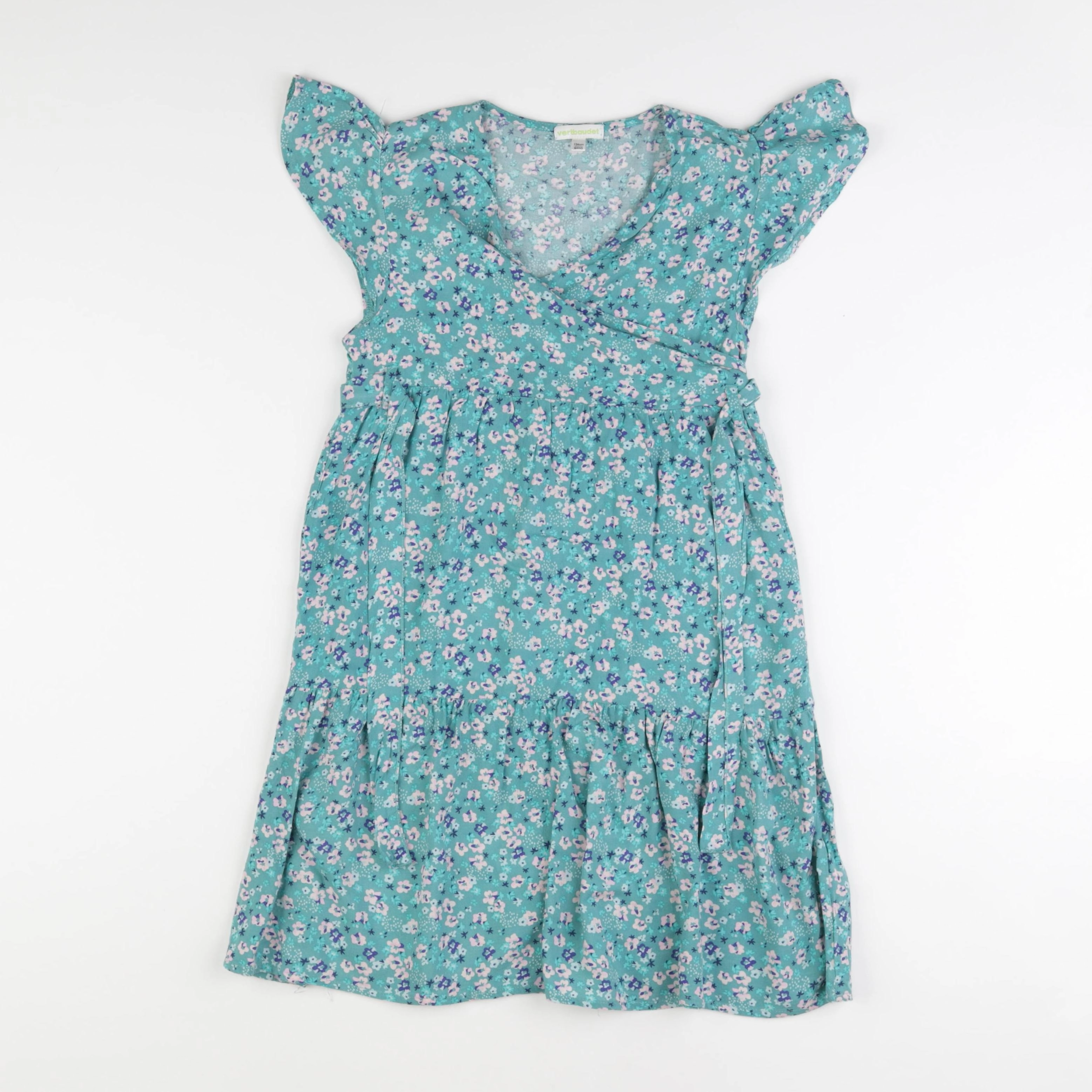 Vertbaudet - robe vert, rose - 9 ans