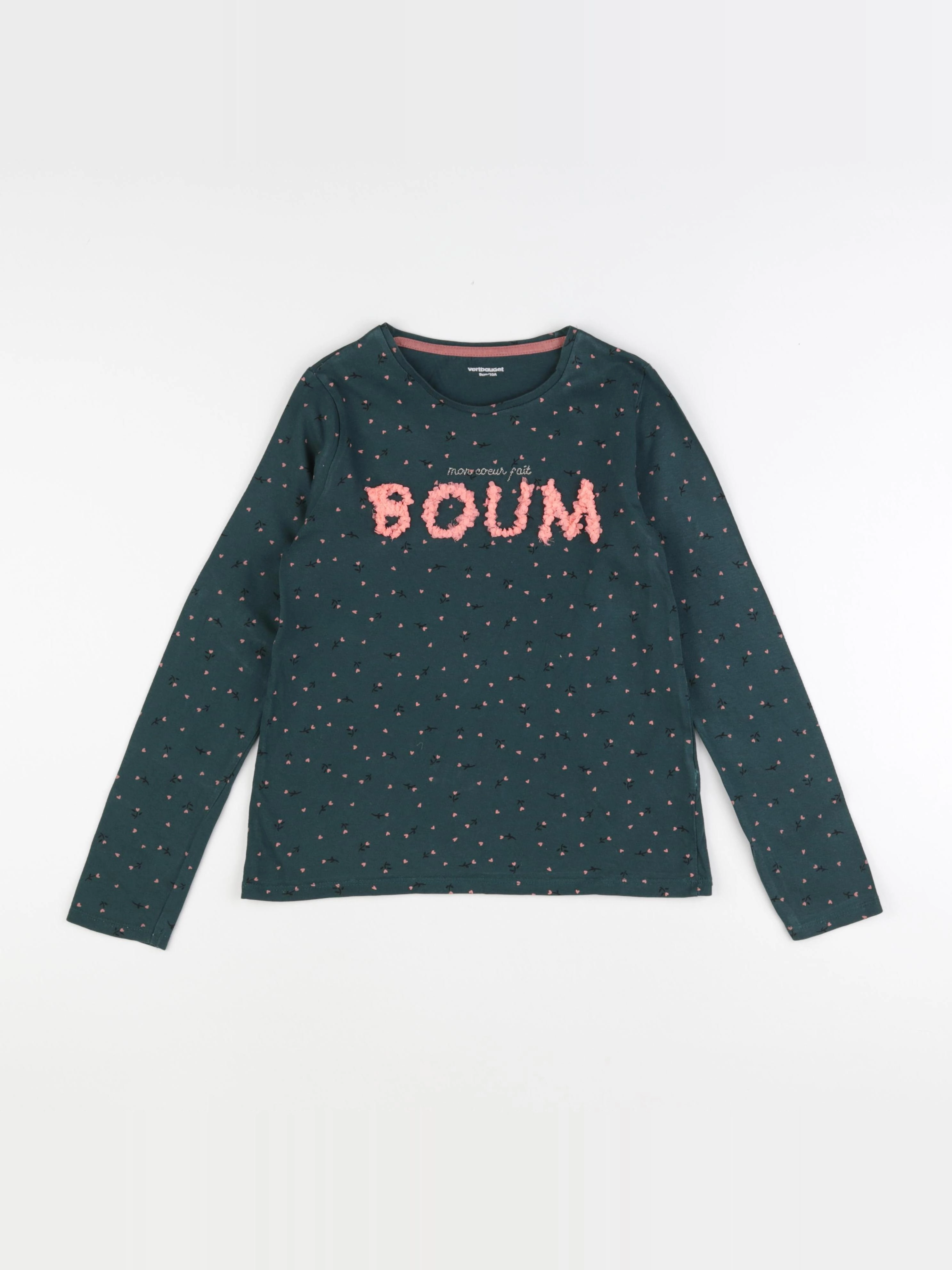 Vertbaudet - tee-shirt vert, rose - 10 ans
