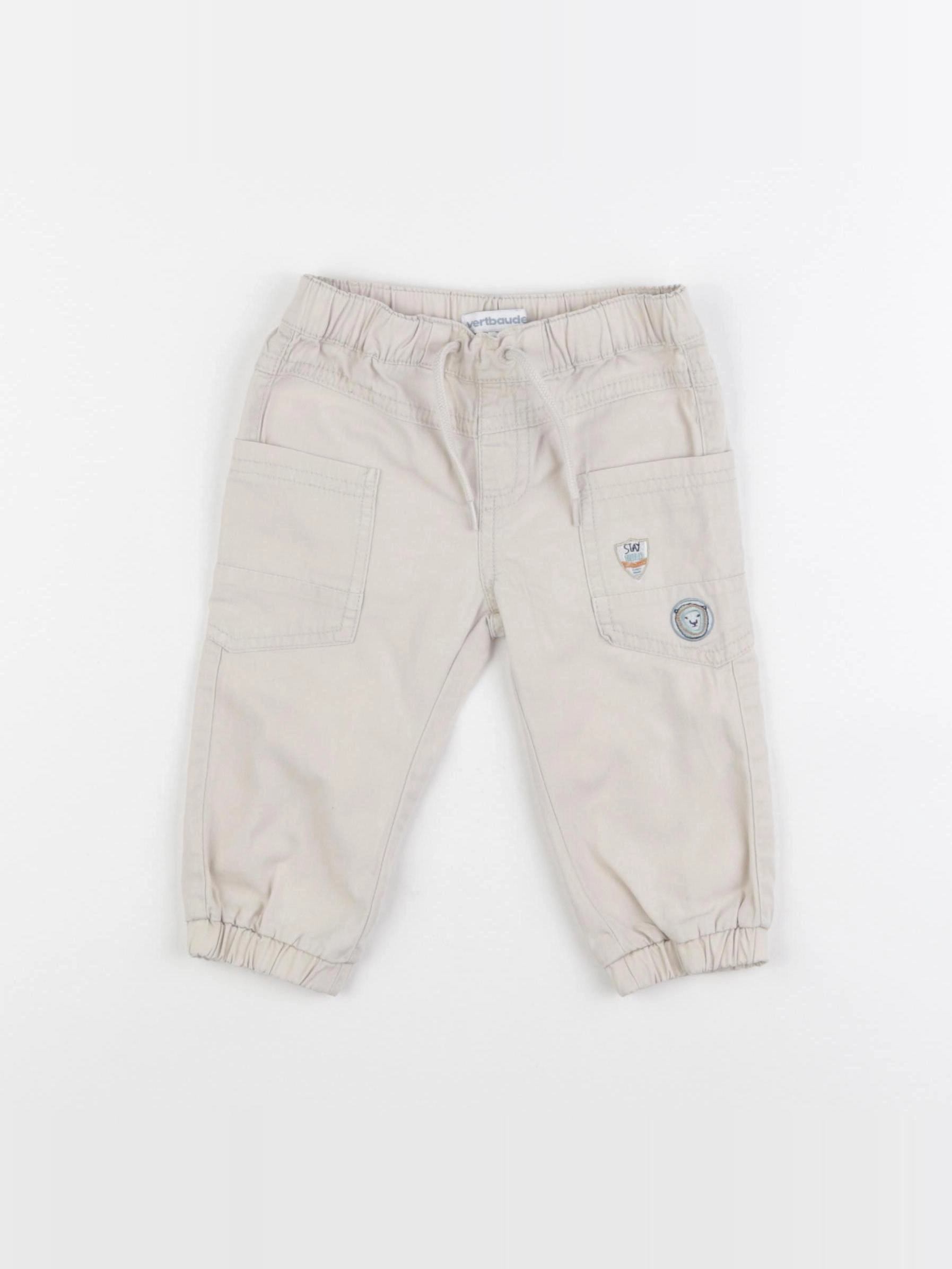 Vertbaudet - pantalon beige - 9 mois