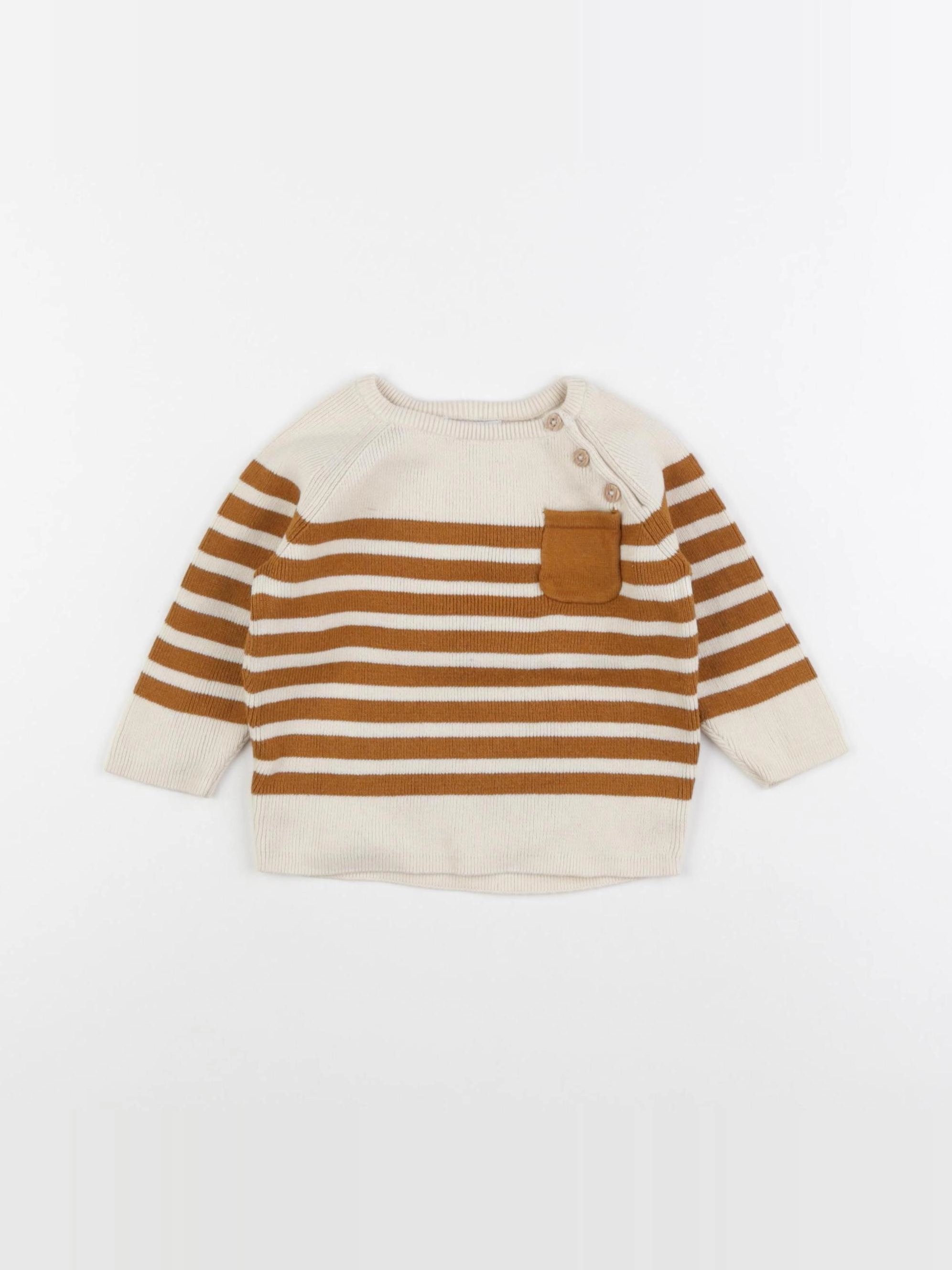 Vertbaudet - pull beige, marron - 9 mois
