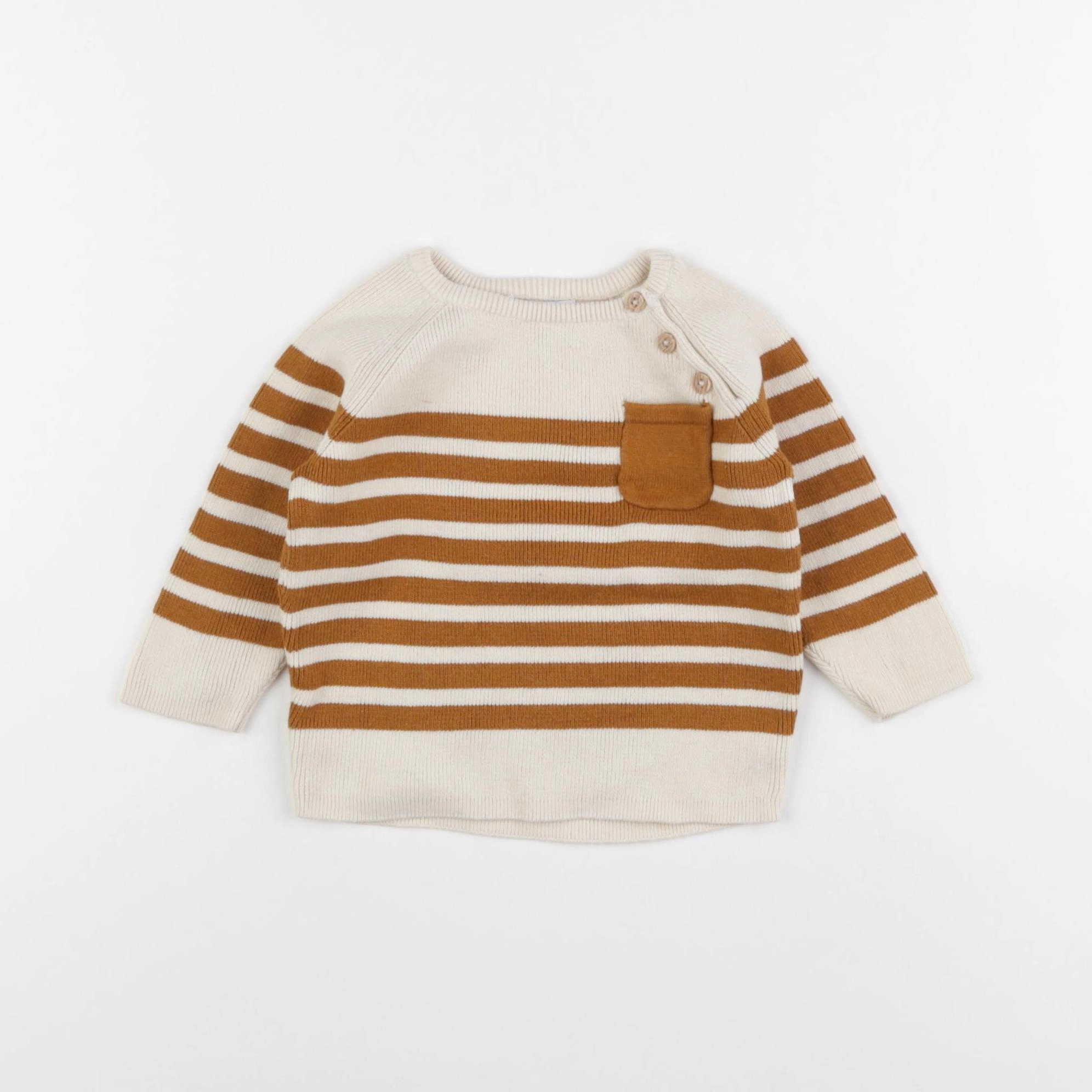 Vertbaudet - pull beige, marron - 9 mois