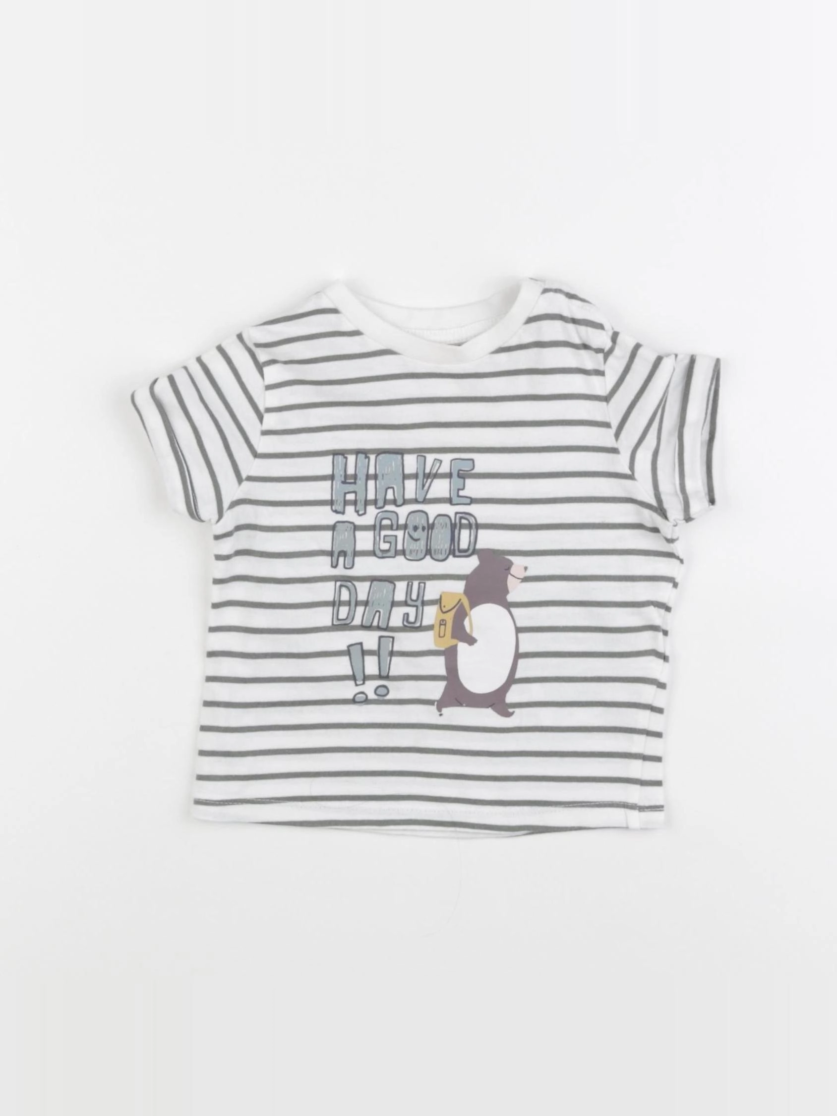 Vertbaudet - tee-shirt blanc, vert - 18 mois