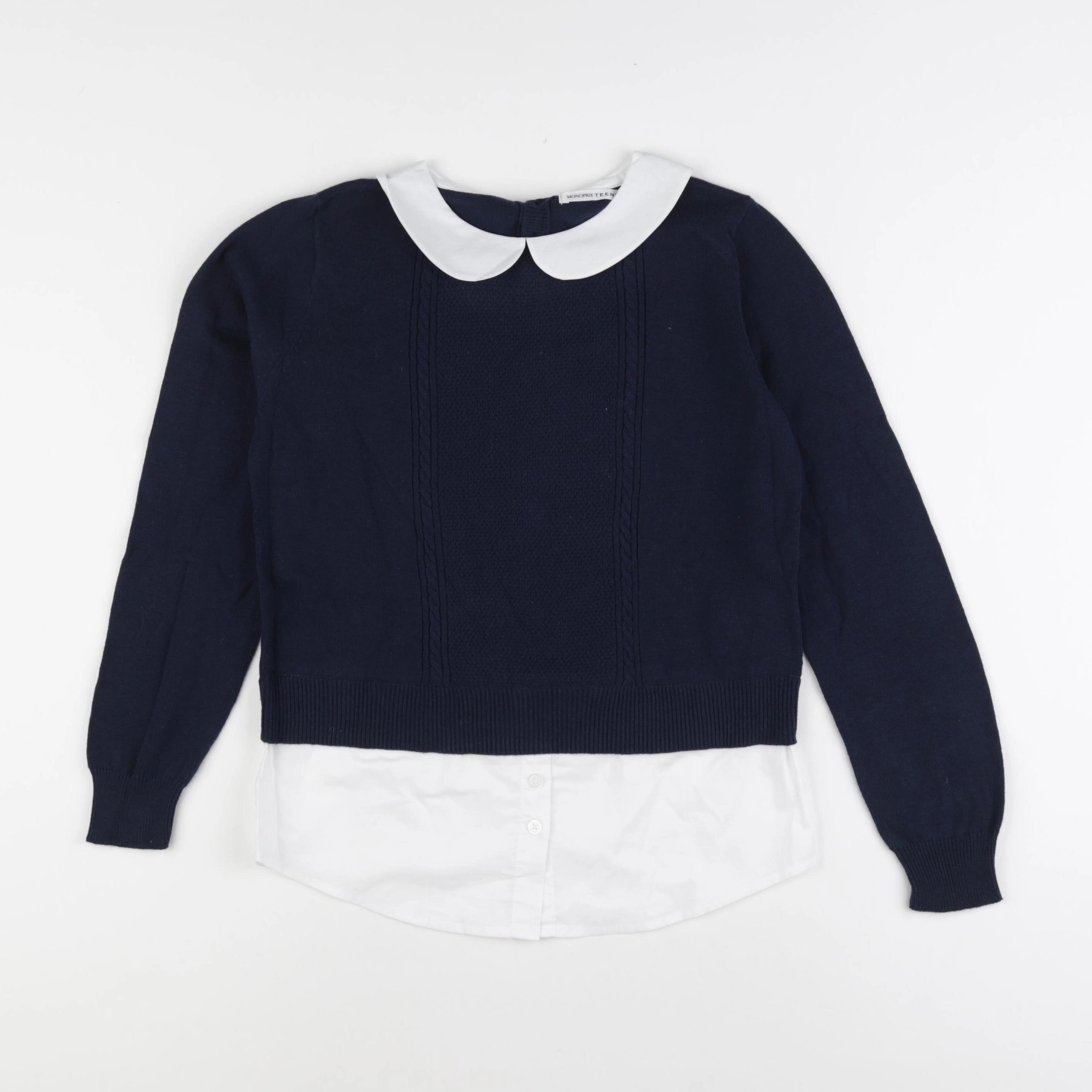 Monoprix - pull bleu, blanc - 12 ans