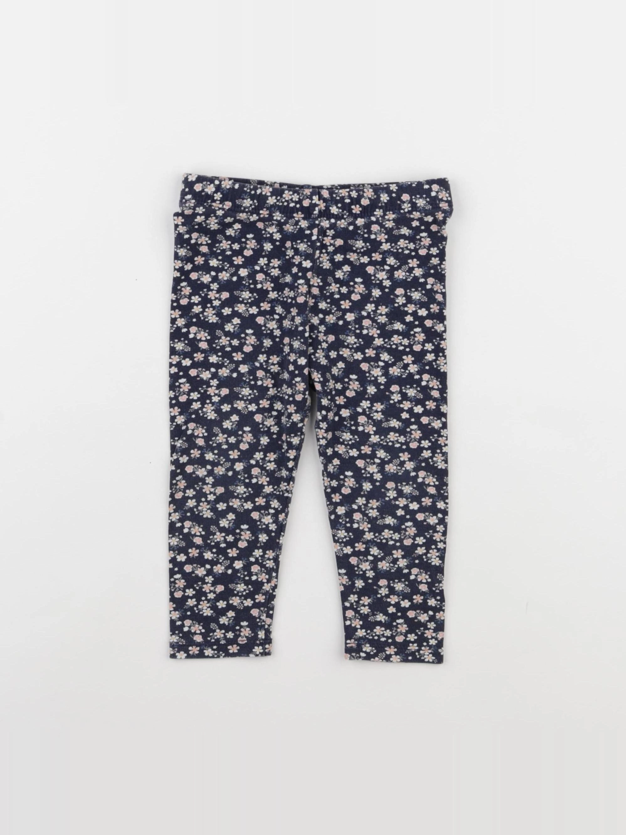 H&M - legging bleu, rose - 9/12 mois