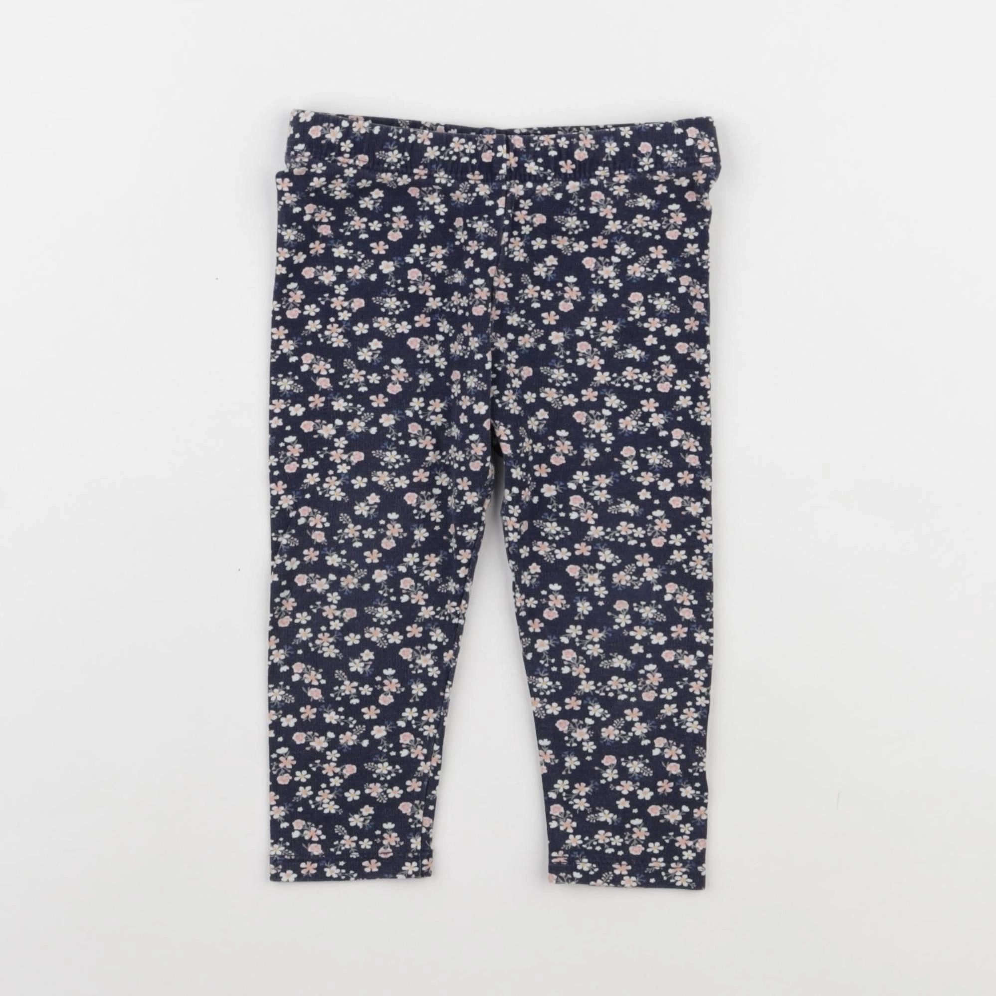 H&M - legging bleu, rose - 9/12 mois