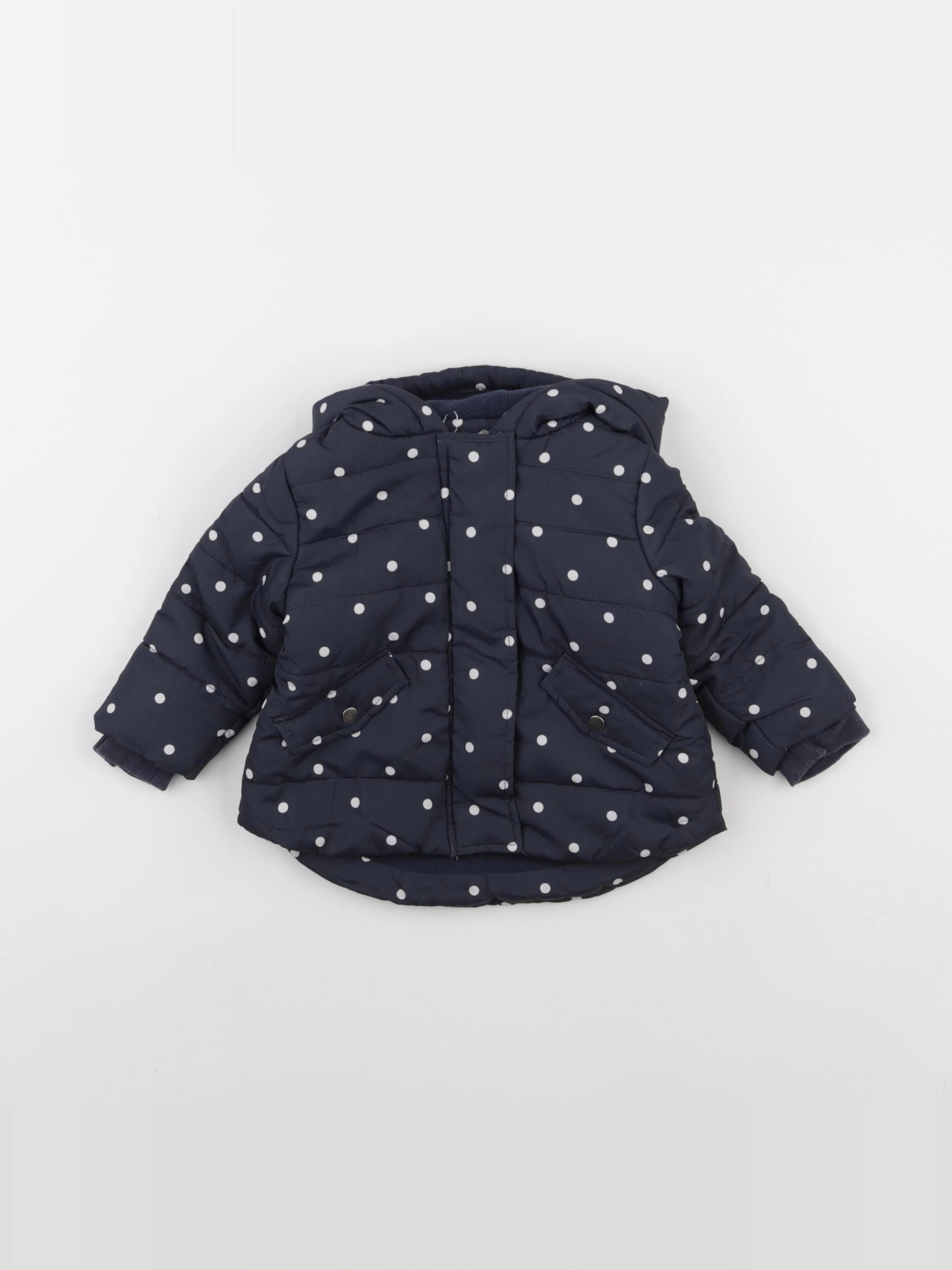 La Redoute - manteau bleu, blanc - 9 mois