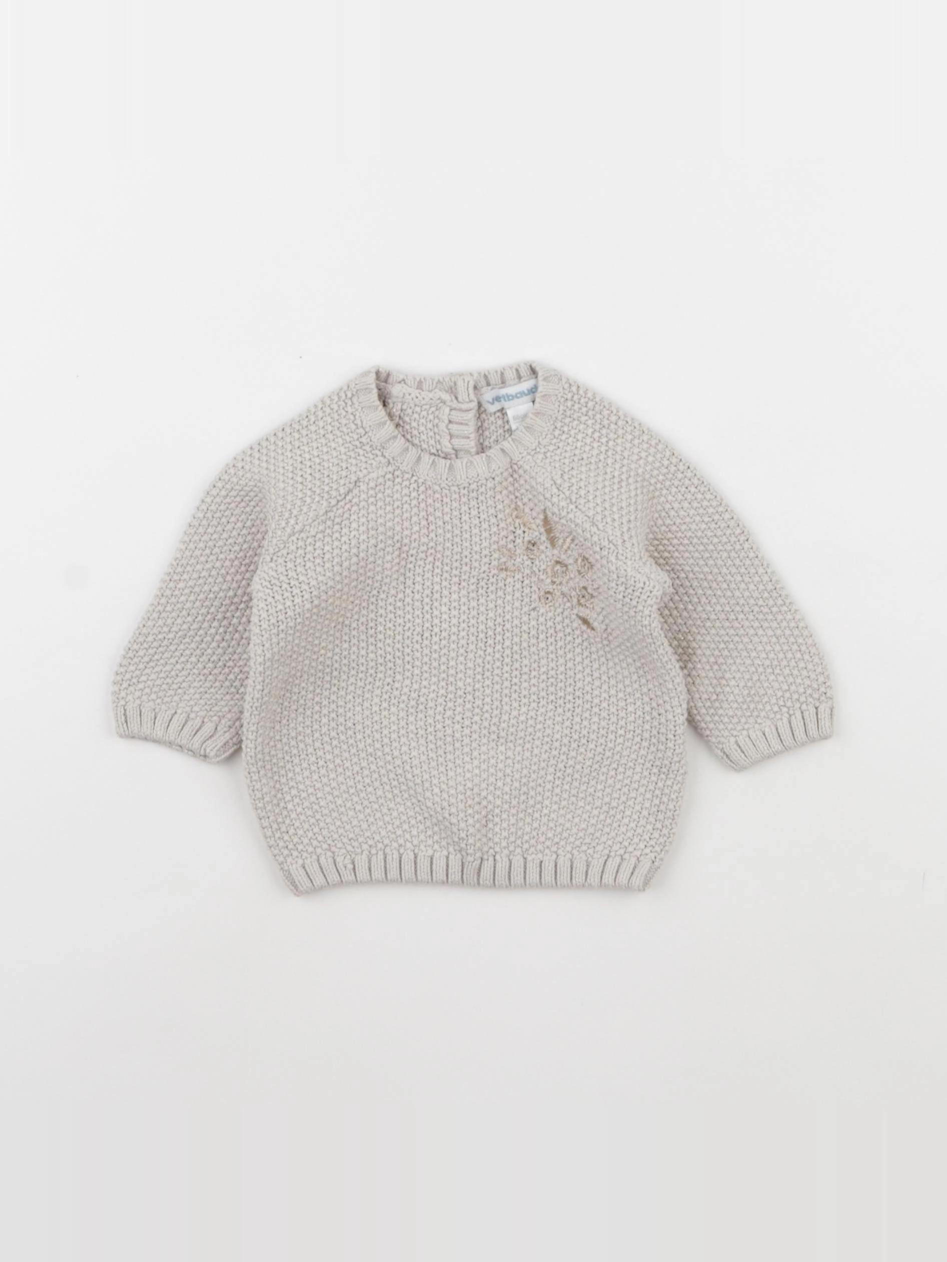 Vertbaudet - pull beige, or - 3 mois
