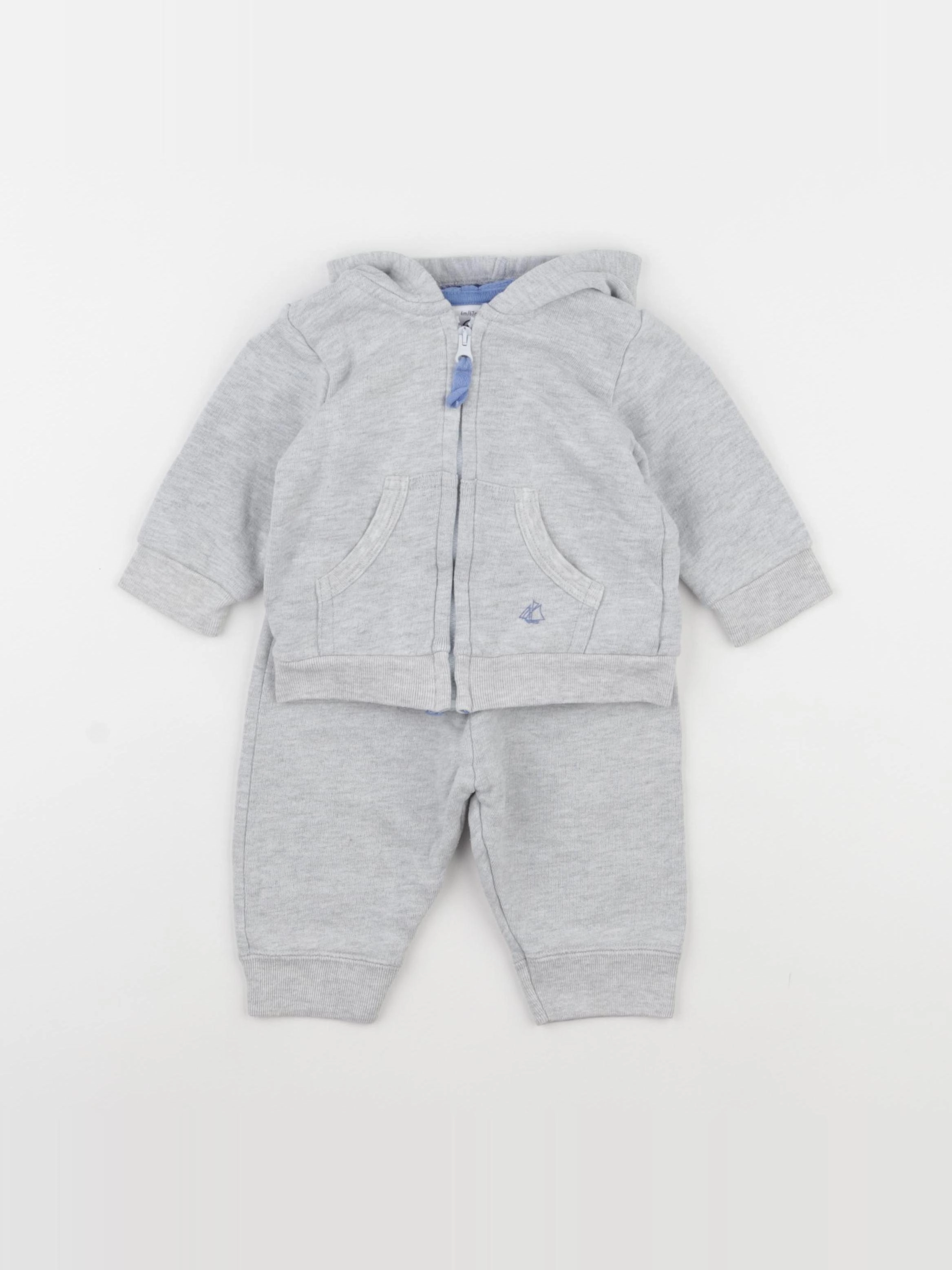 Petit Bateau - ensemble gris - 6 mois