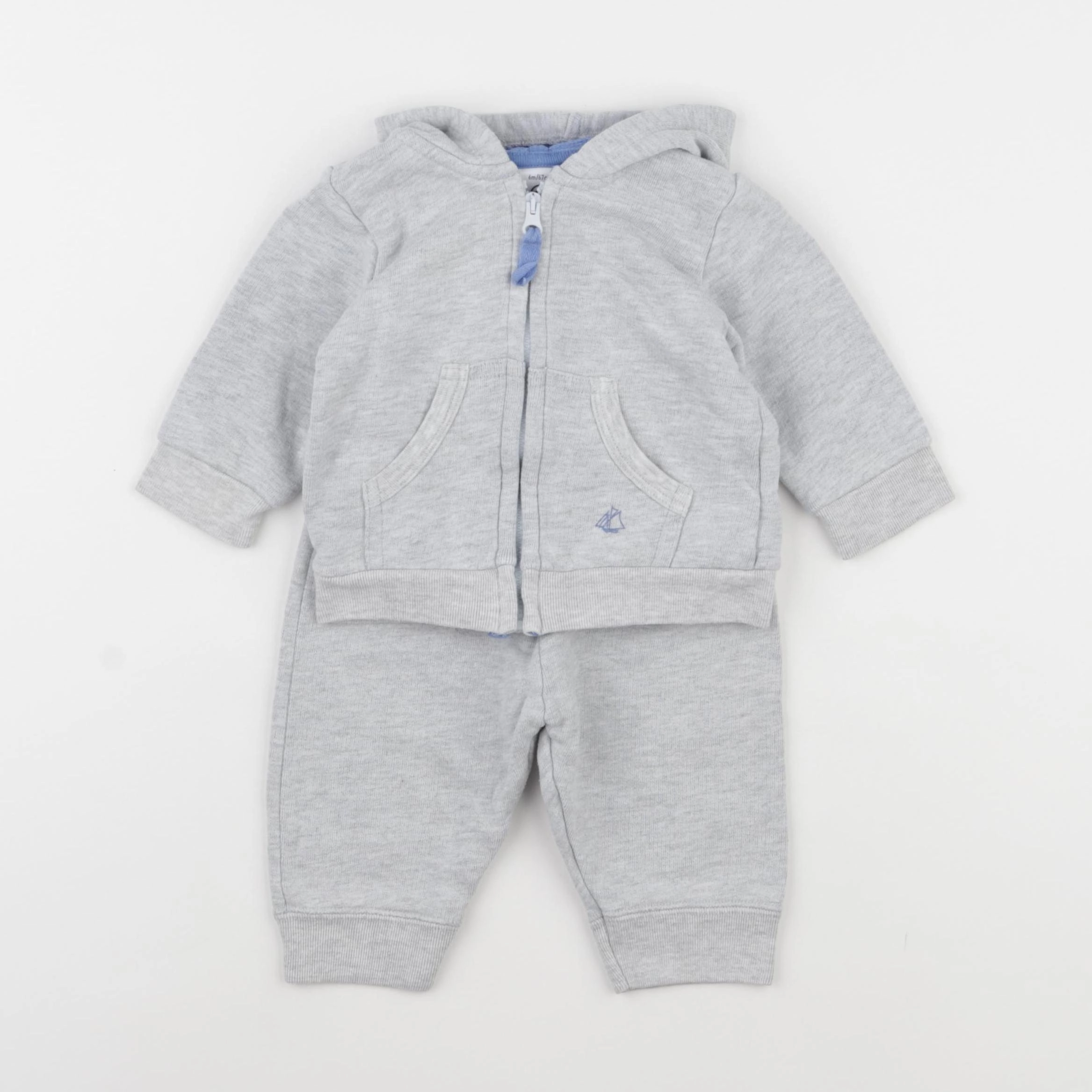 Petit Bateau - ensemble gris - 6 mois