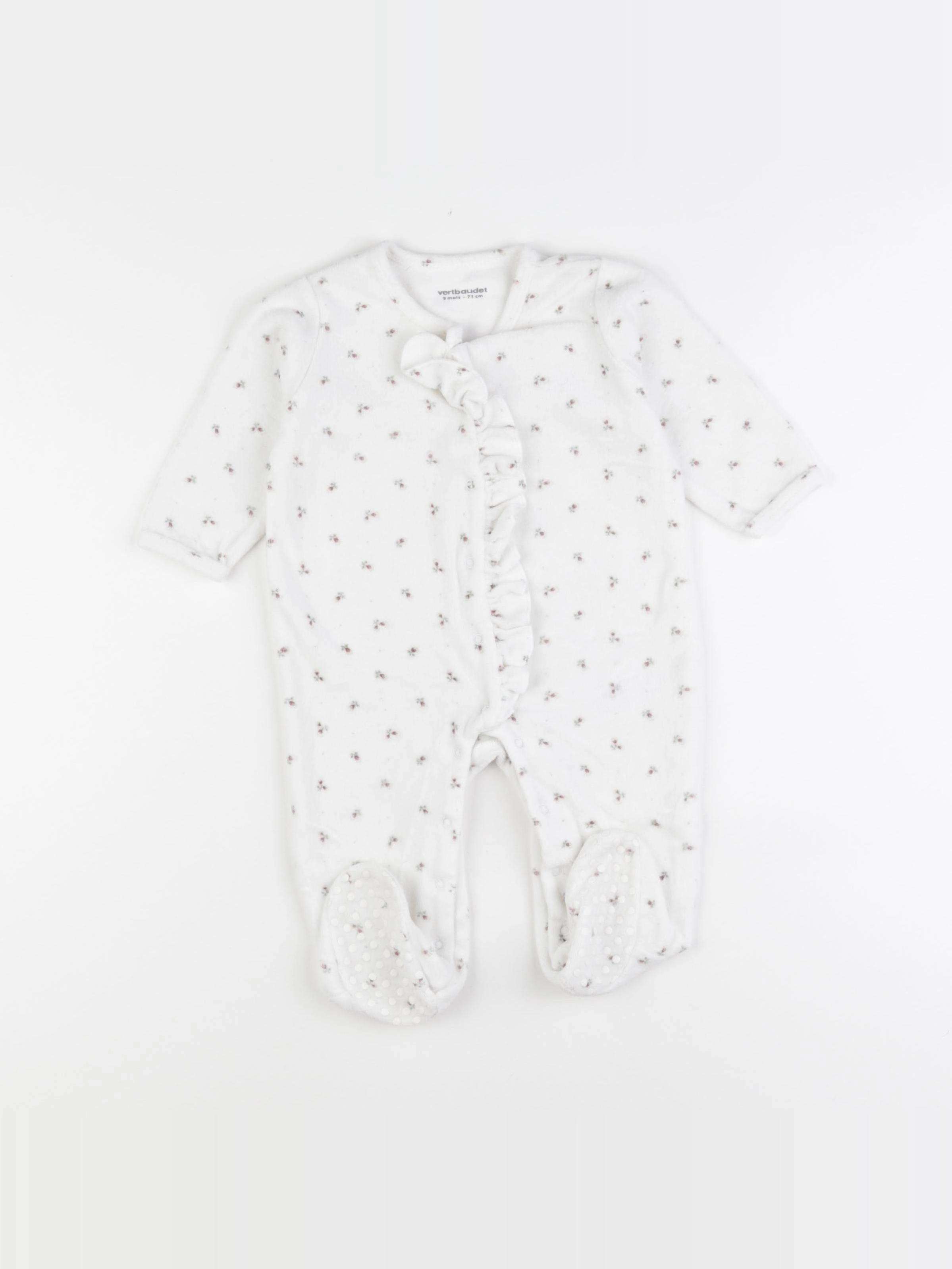 Vertbaudet - pyjama velours blanc - 9 mois
