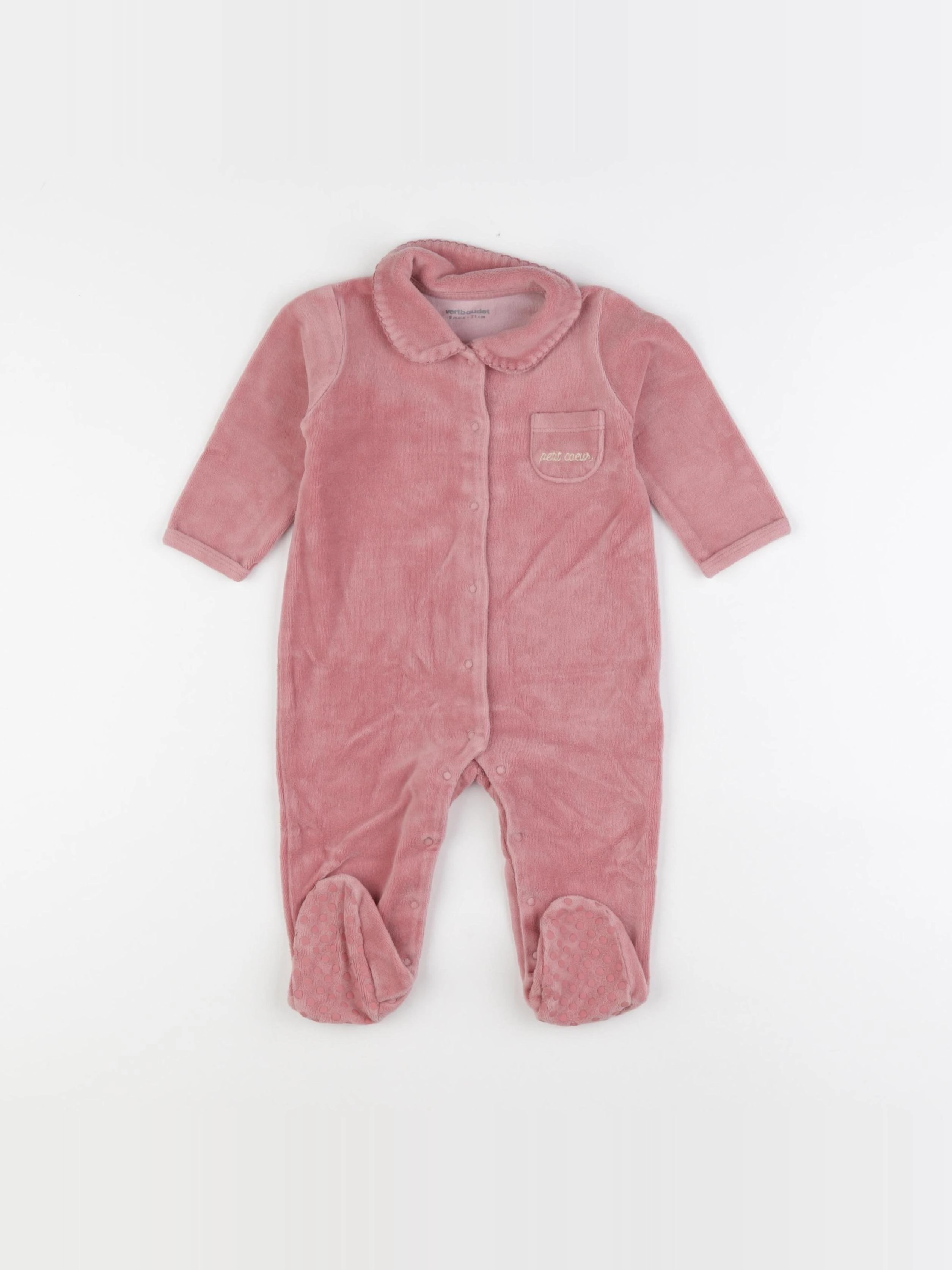 Vertbaudet - pyjama velours rose - 9 mois