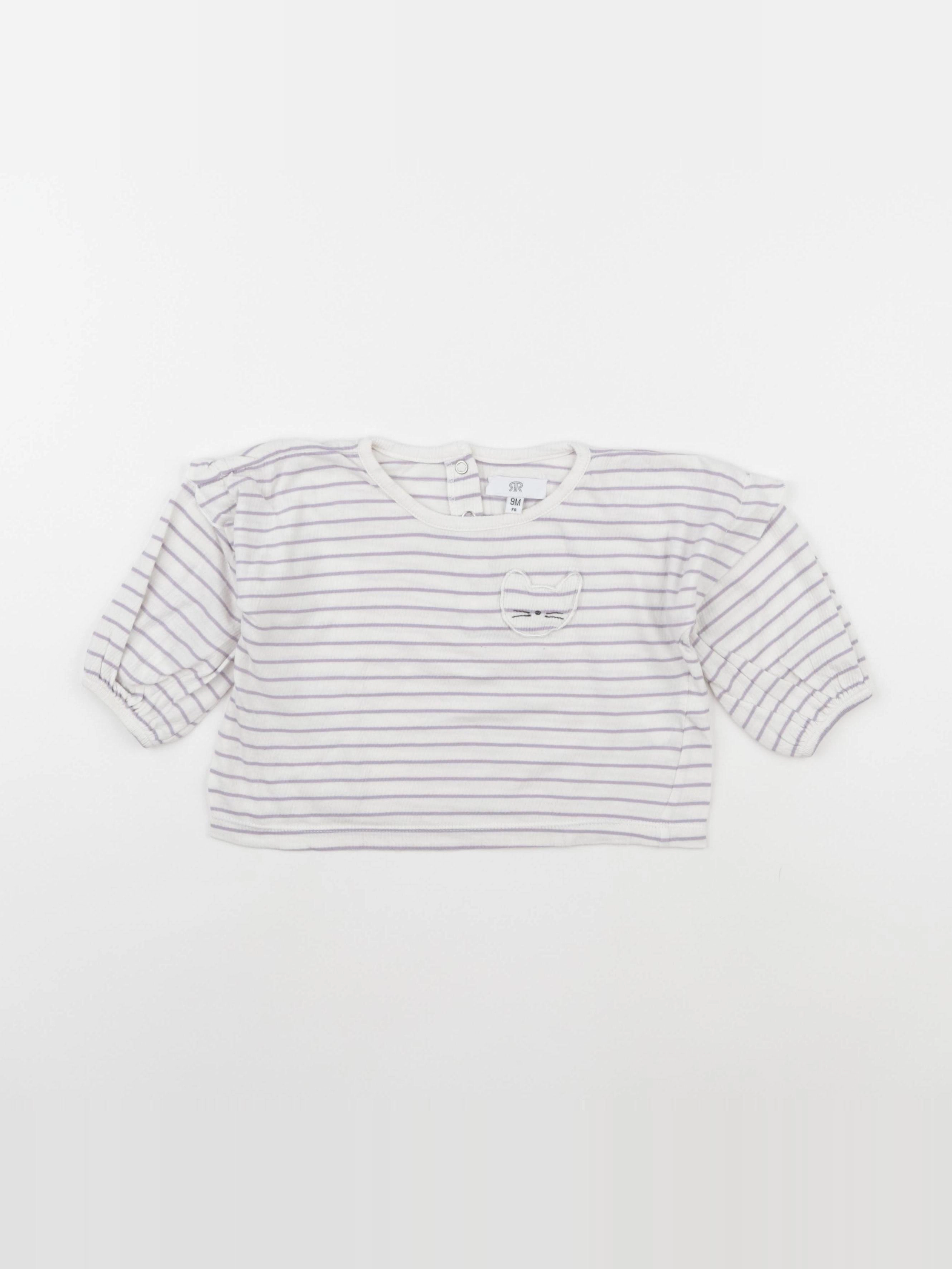 La Redoute - tee-shirt blanc, violet - 9 mois