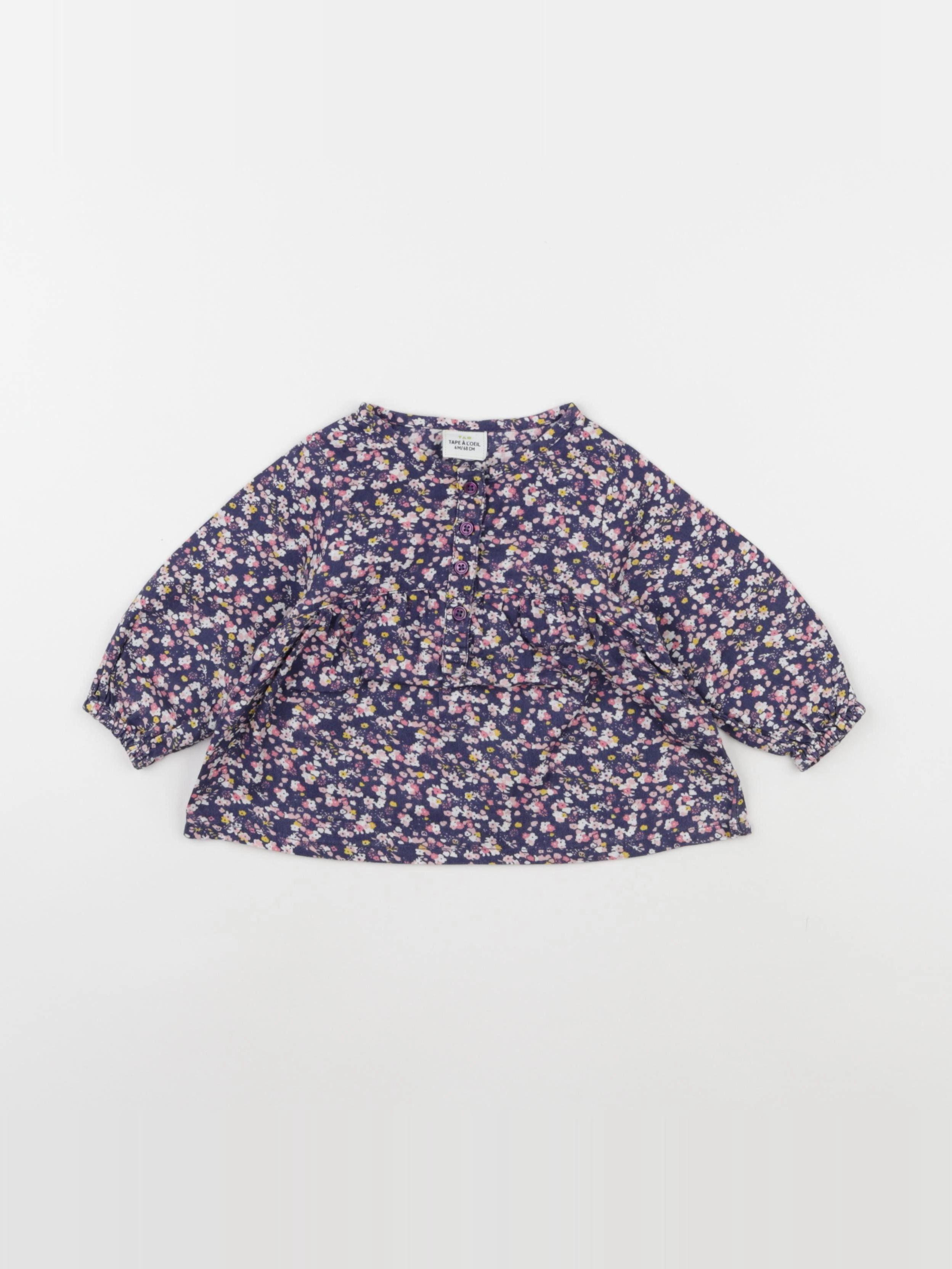Tape à l'oeil - tee-shirt bleu, rose - 6 mois