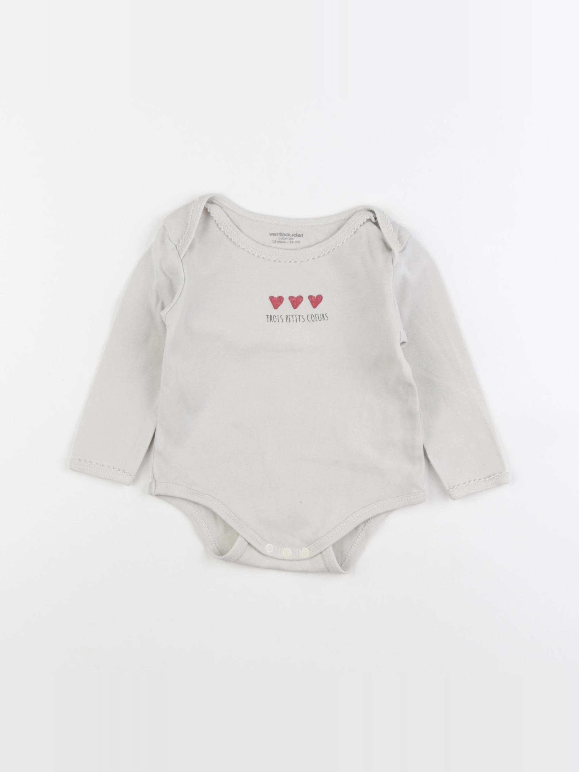 Vertbaudet - body gris - 12 mois