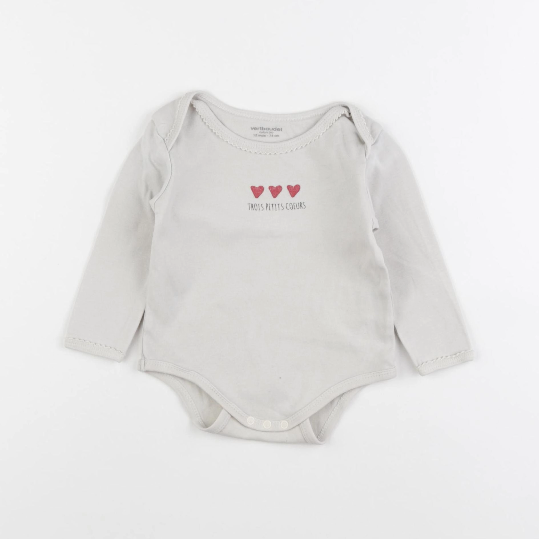 Vertbaudet - body gris - 12 mois