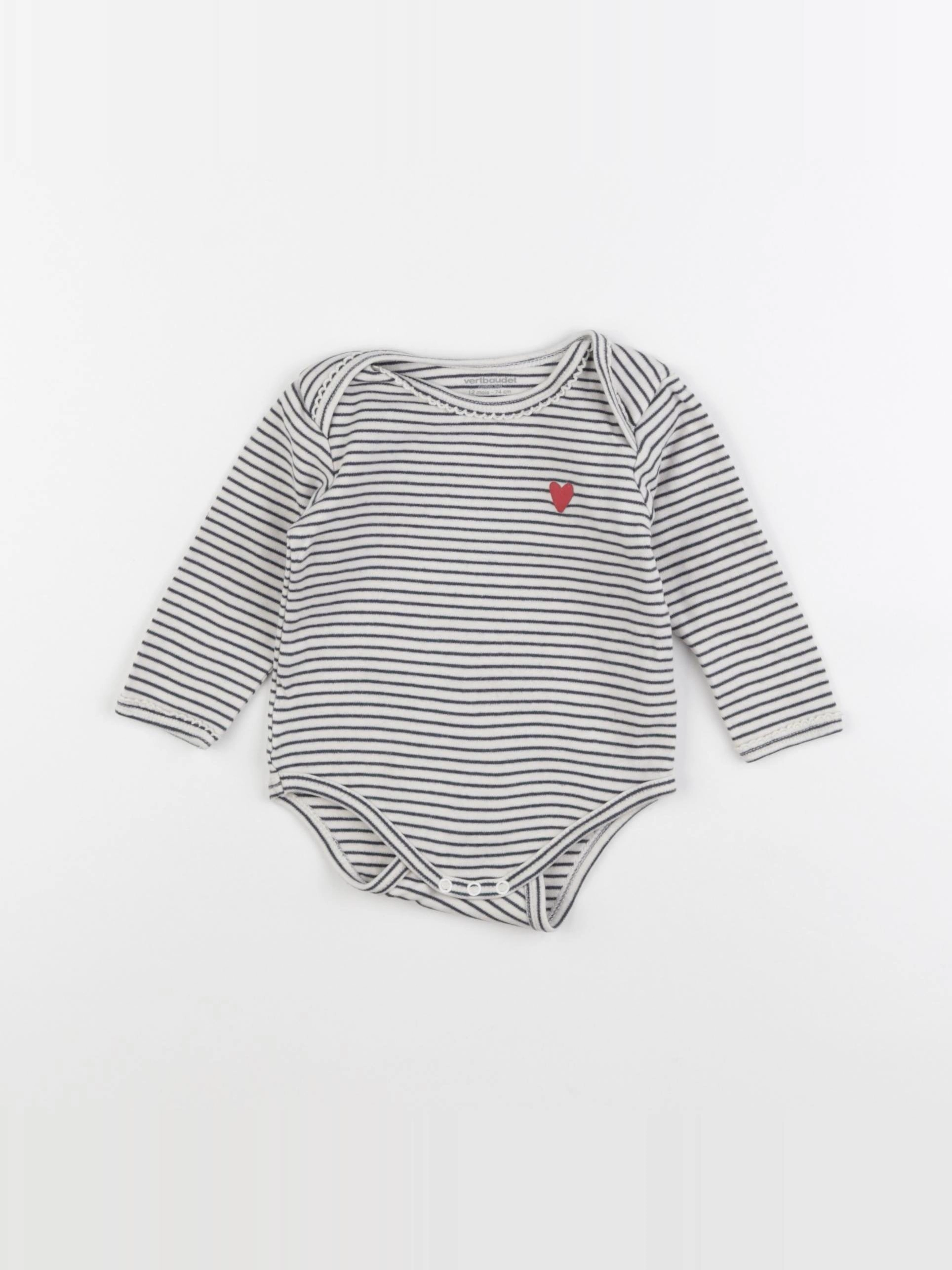 Vertbaudet - body blanc, bleu - 12 mois