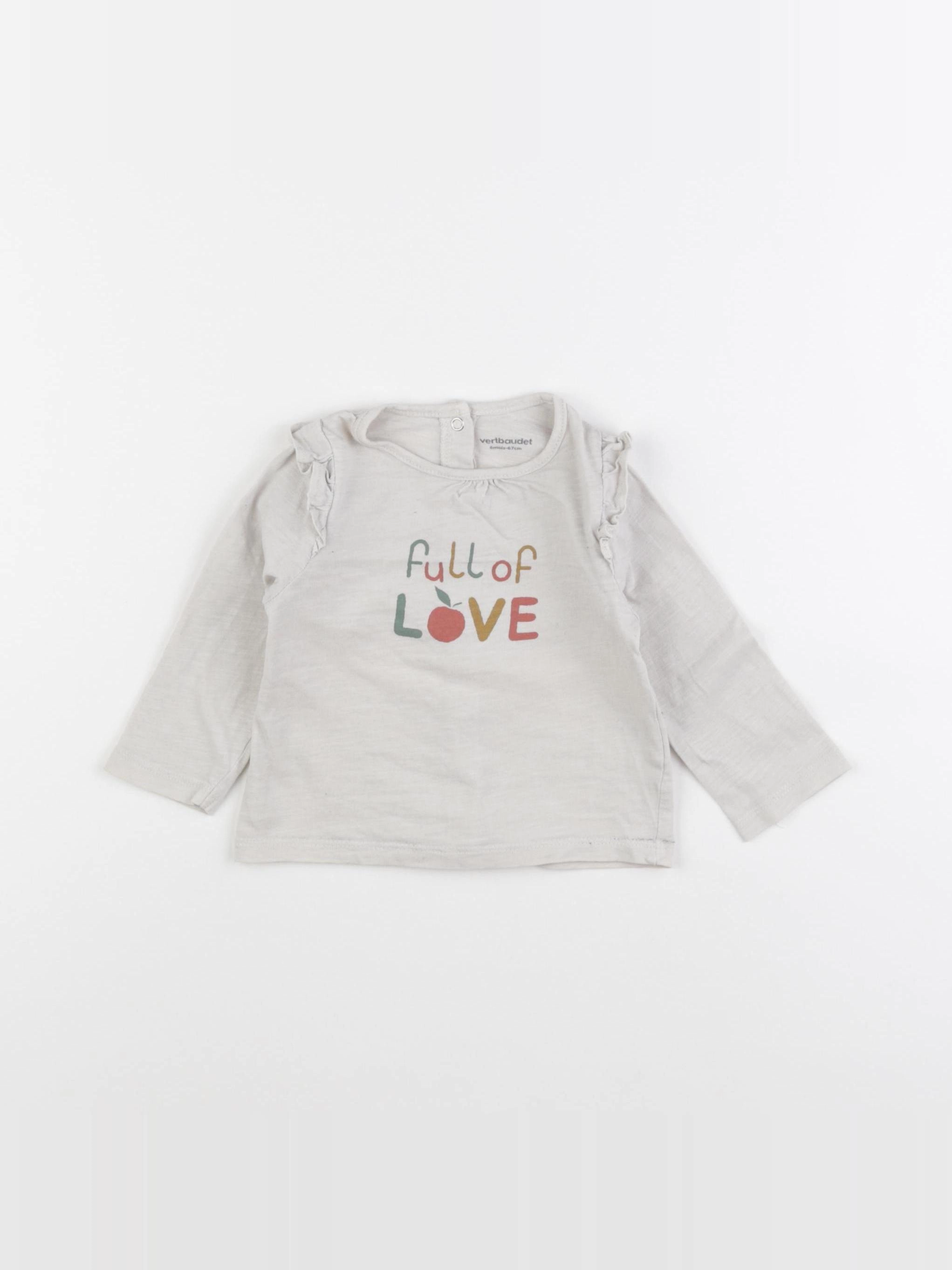 Vertbaudet - tee-shirt gris - 6 mois