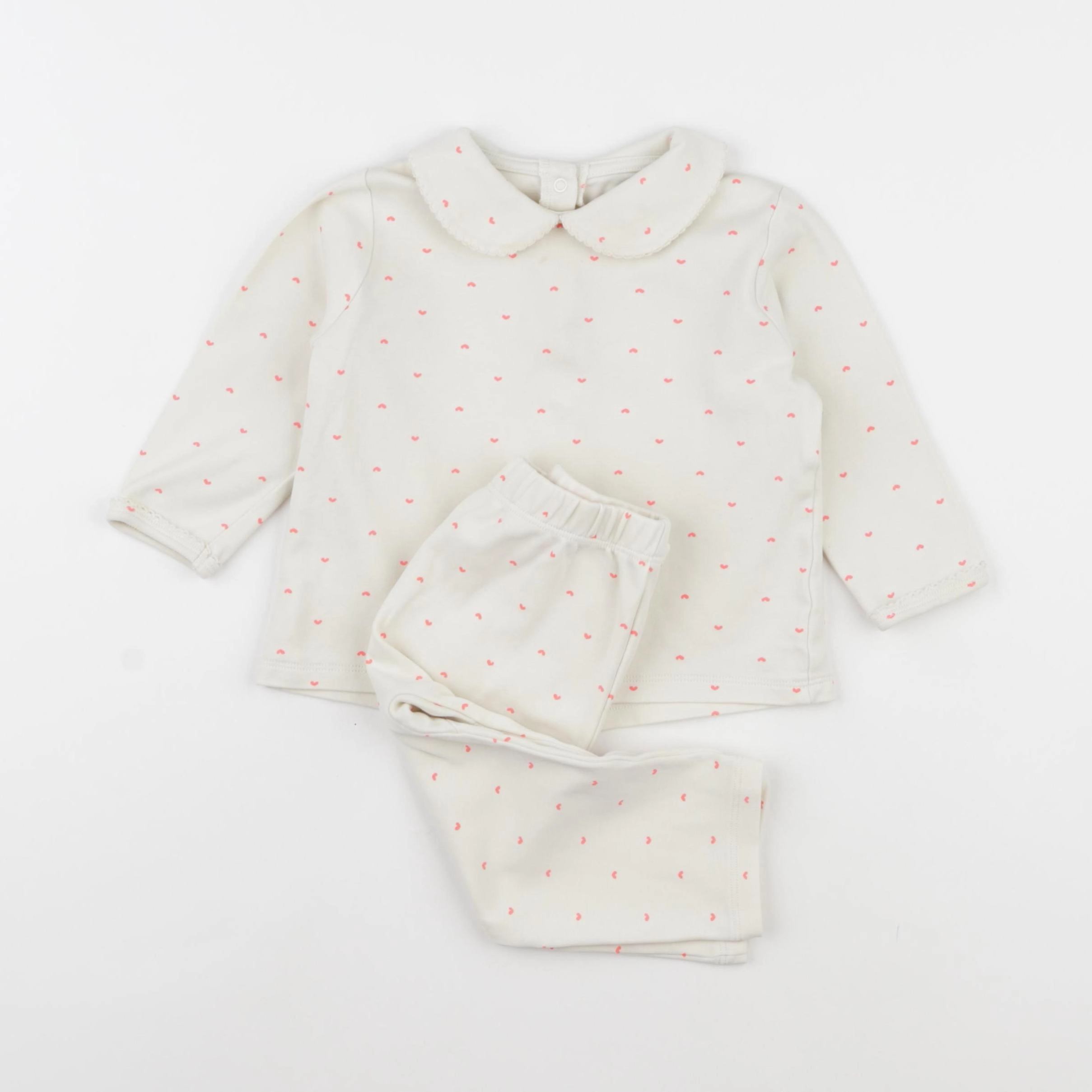 Vertbaudet - pyjama coton beige, rose - 18 mois