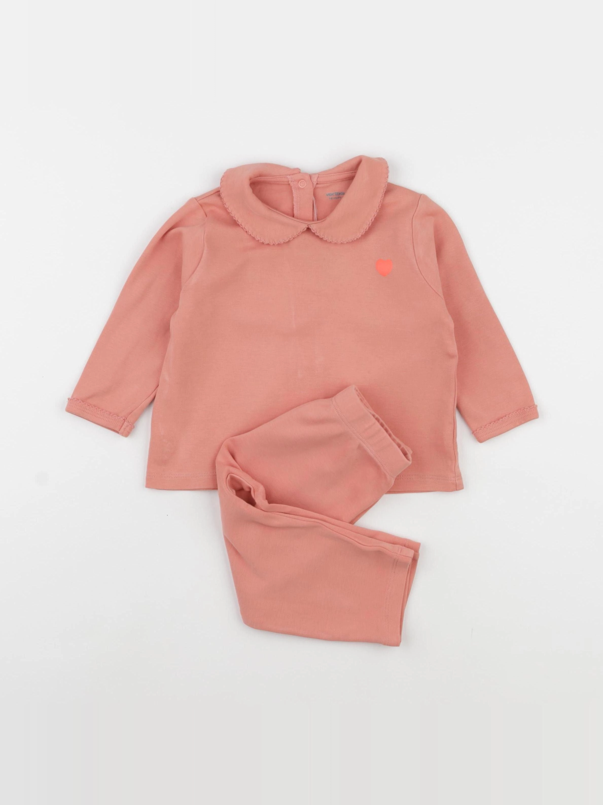 Vertbaudet - pyjama coton rose - 18 mois