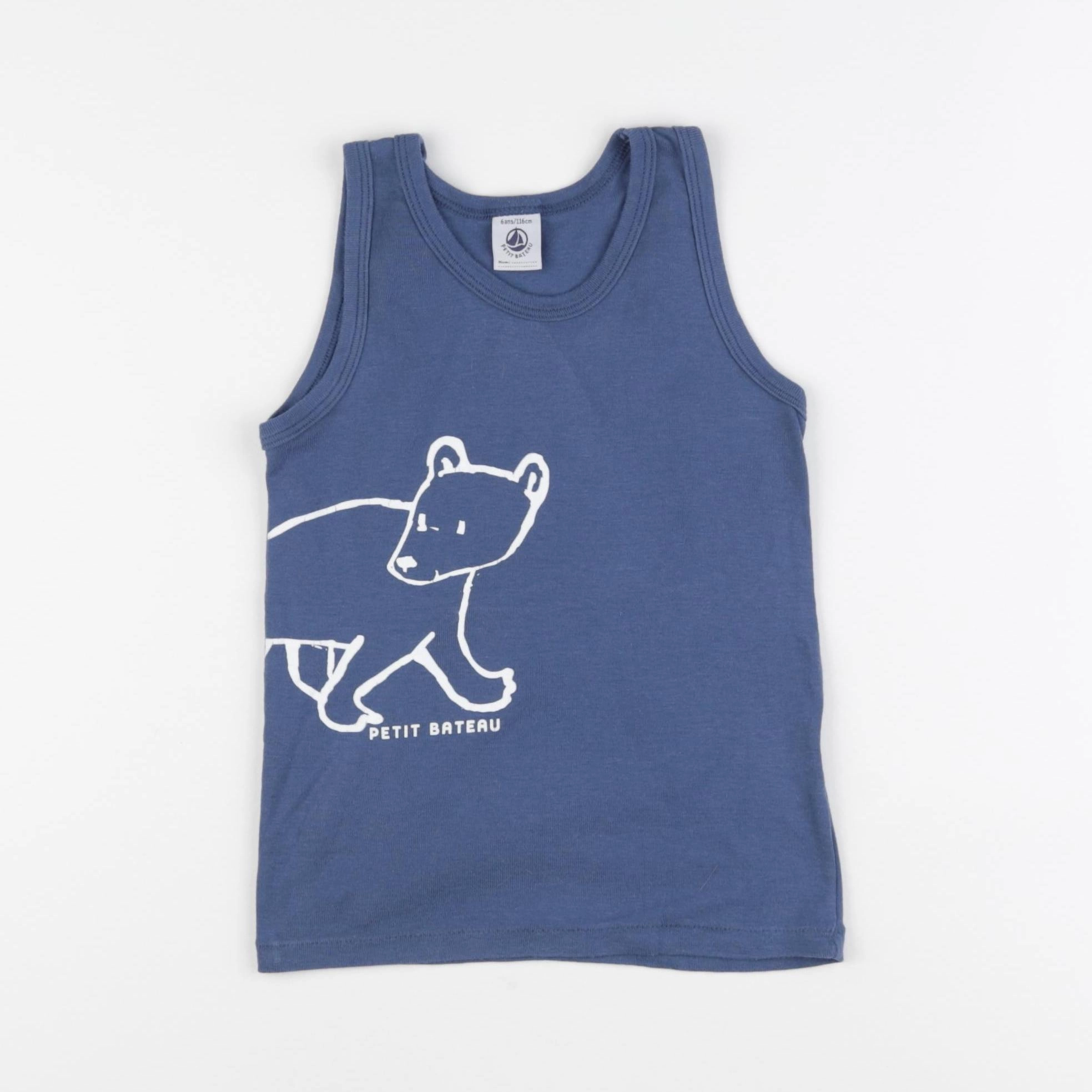 Petit Bateau - maillot de corps bleu - 6 mois