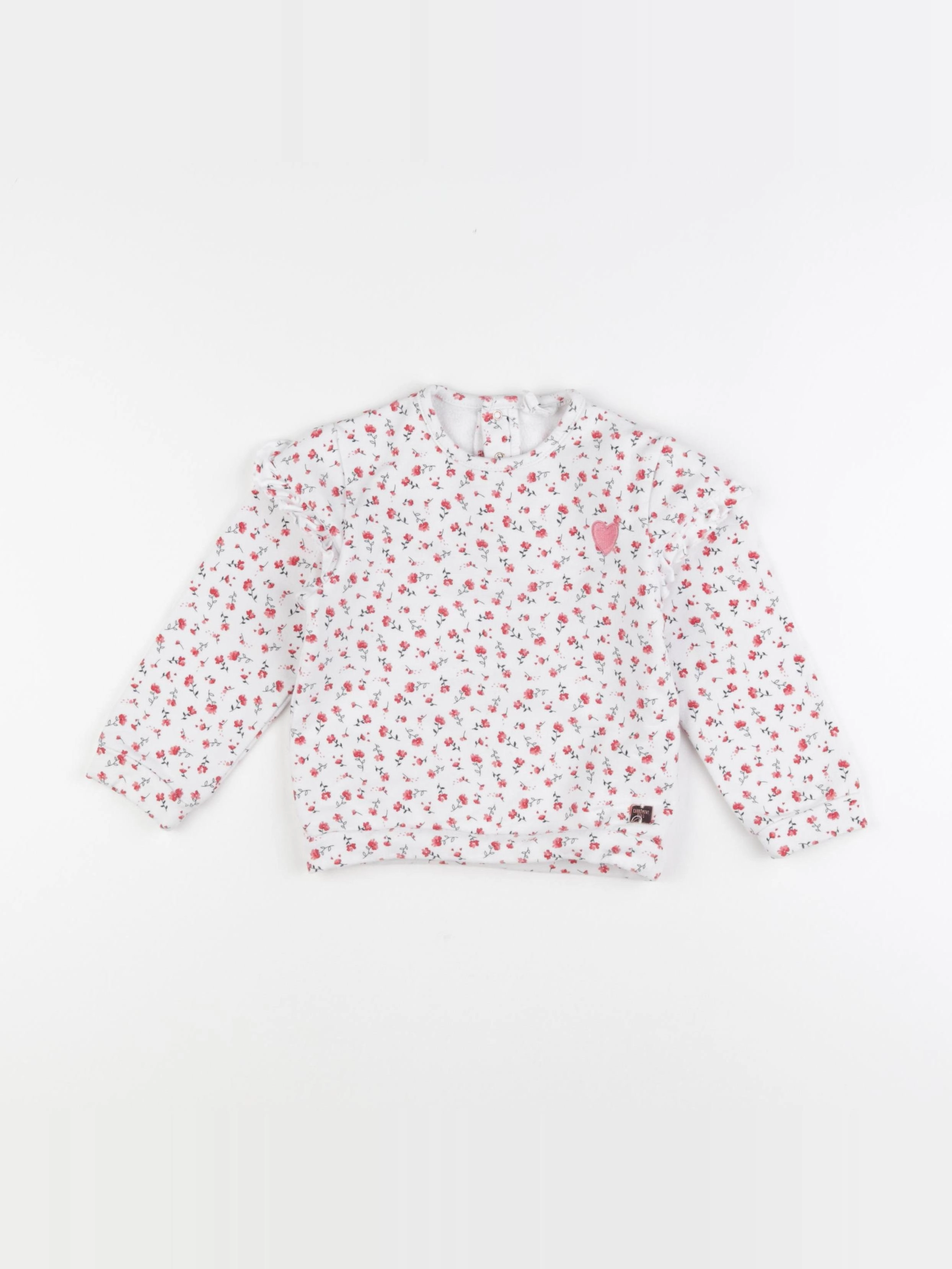Carrément Beau - sweat blanc, rouge - 3 ans