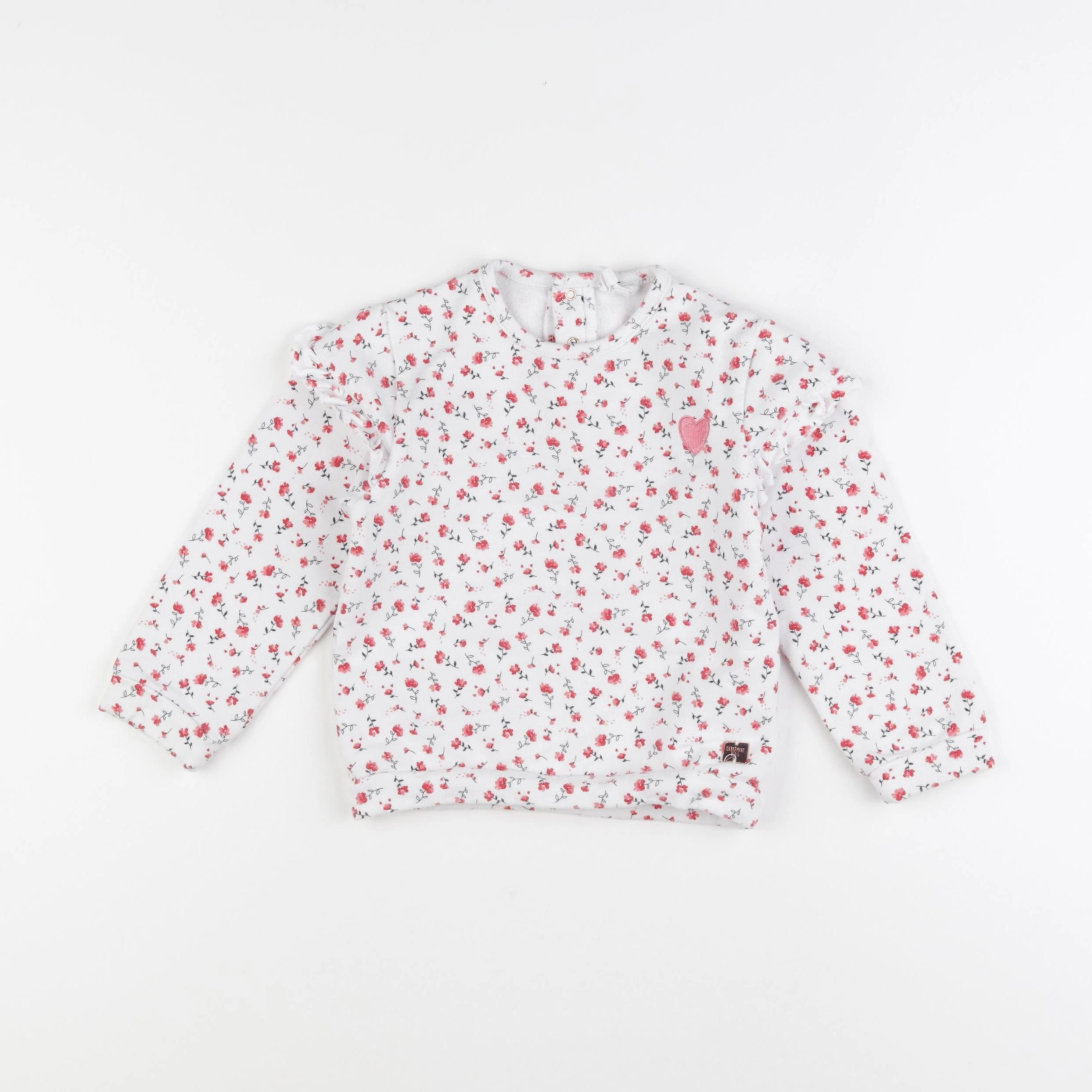Carrément Beau - sweat blanc, rouge - 3 ans