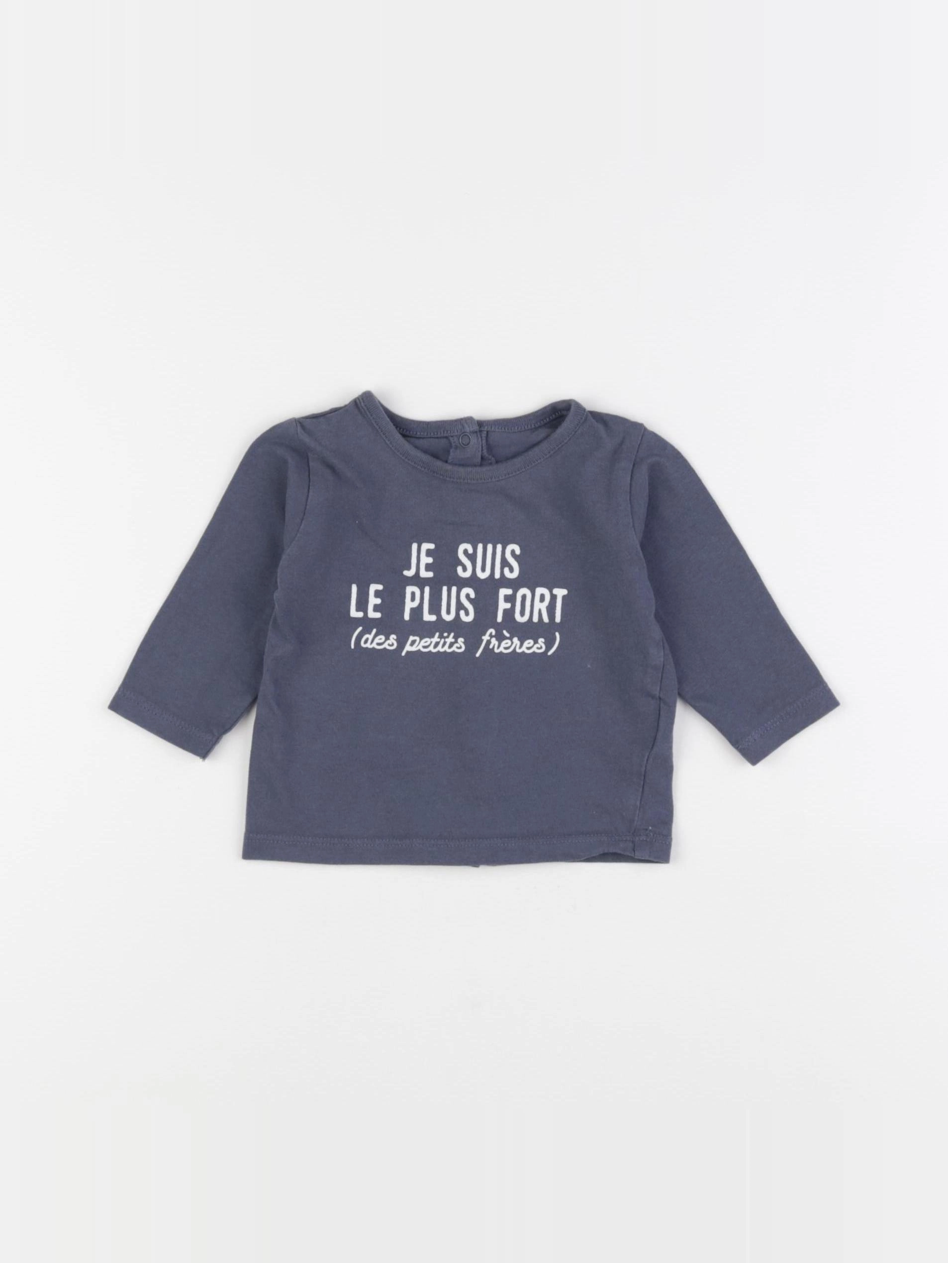 Vertbaudet - tee-shirt bleu - 3 mois