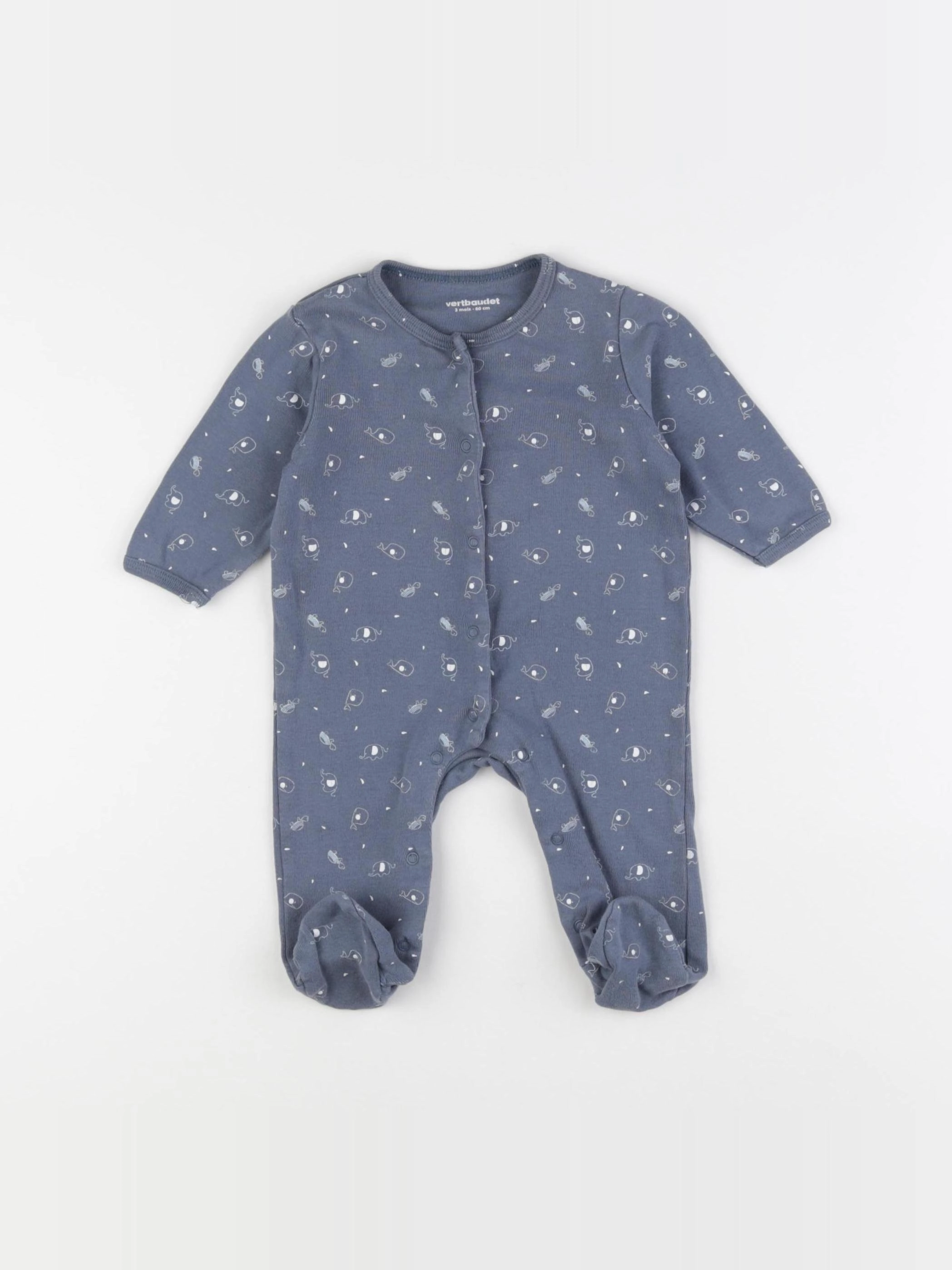 Vertbaudet - pyjama coton bleu - 3 mois