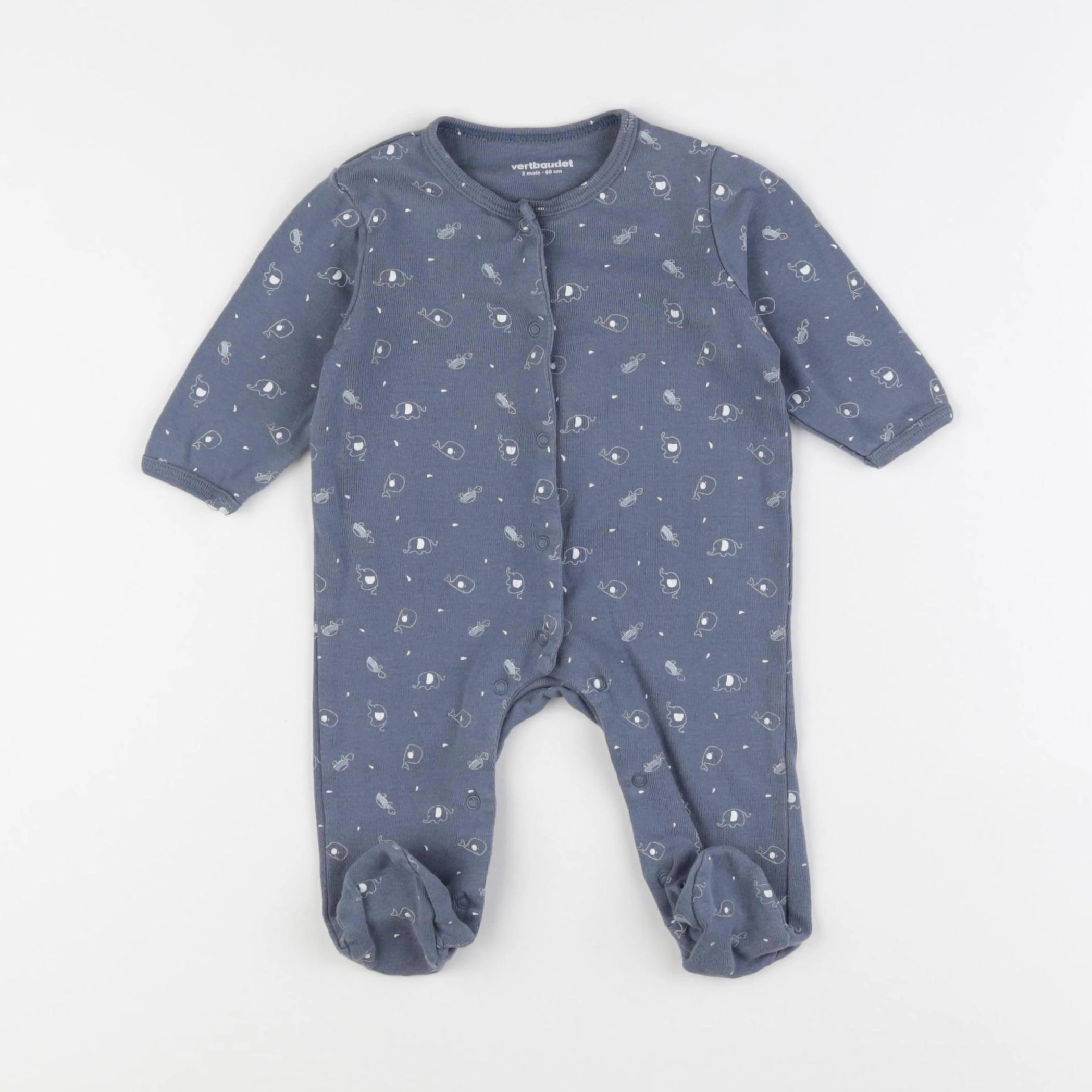 Vertbaudet - pyjama coton bleu - 3 mois