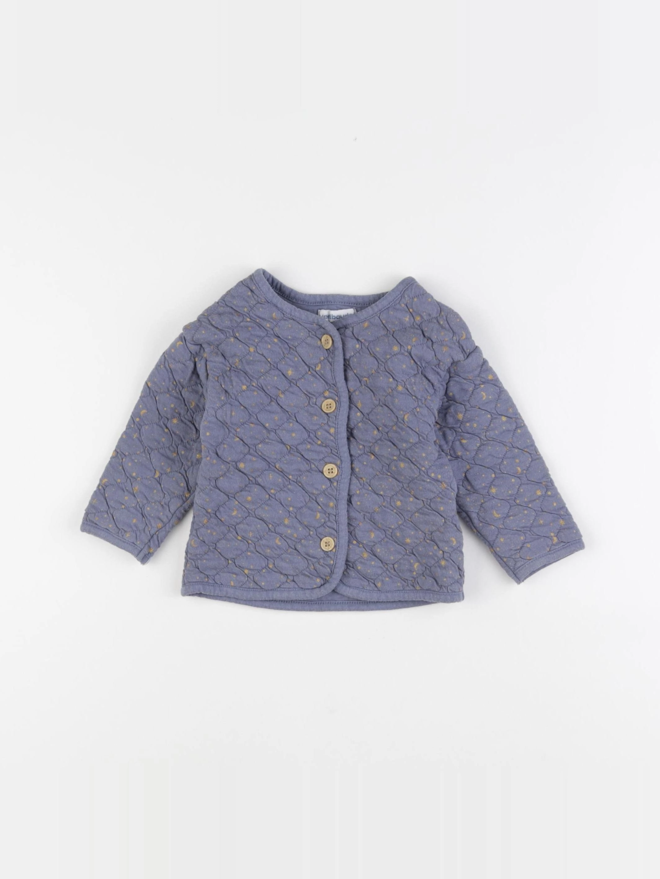 Vertbaudet - sweat bleu, or - 12 mois