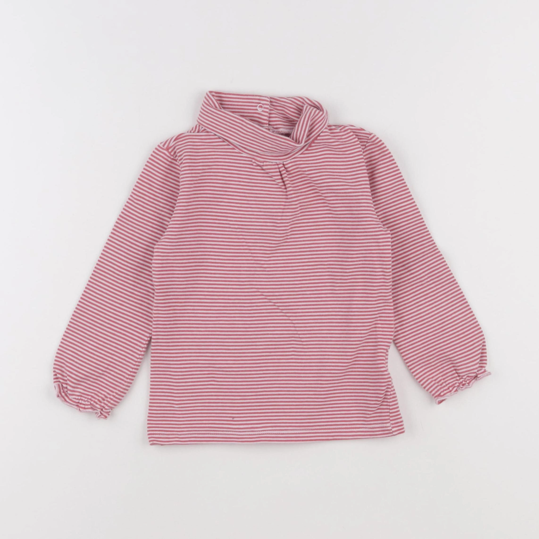 Vertbaudet - sous-pull blanc, rose - 36 mois